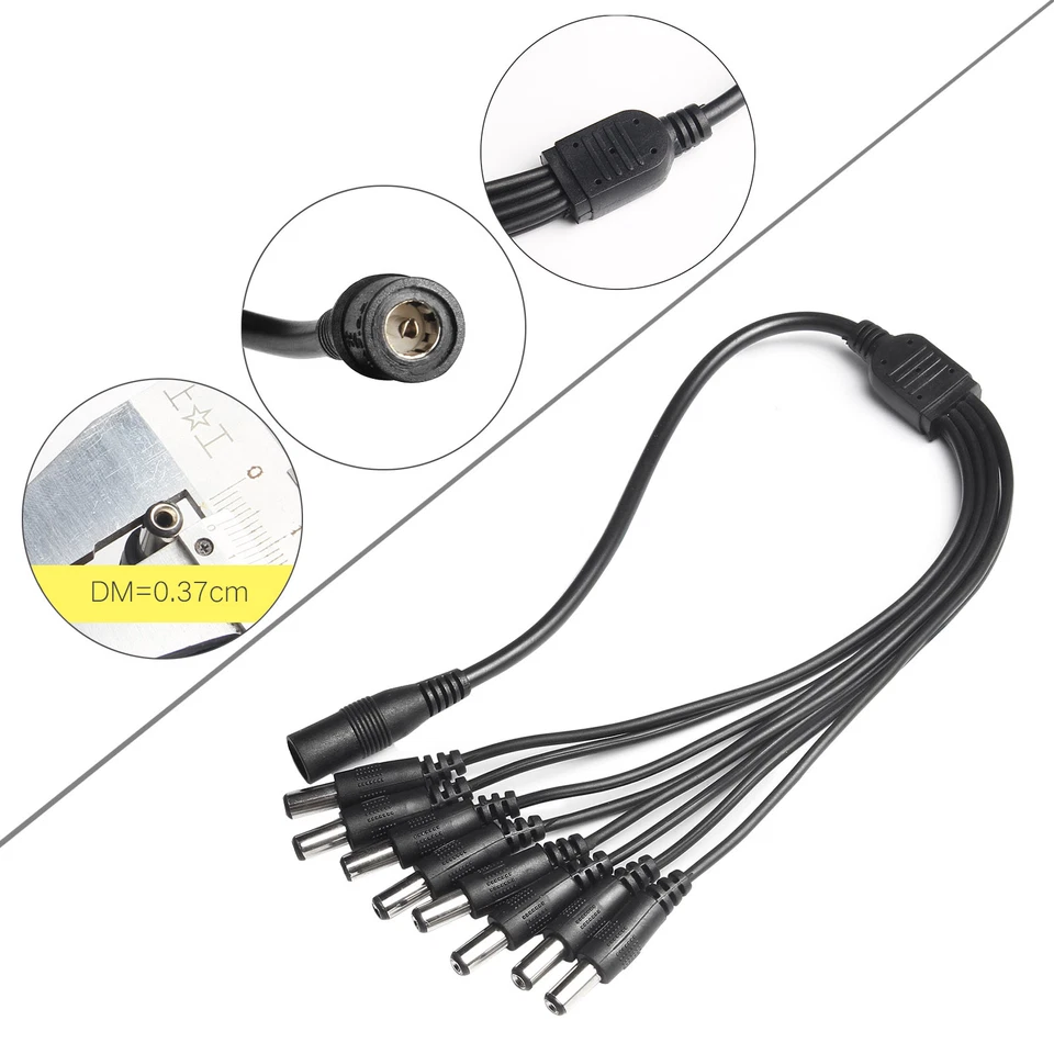 Rhea Security Camera Power Supply Adapter with 8-Way Splitter Cable for CCTV DVR Systems (5A, 12V) Y0dDL - Image 6