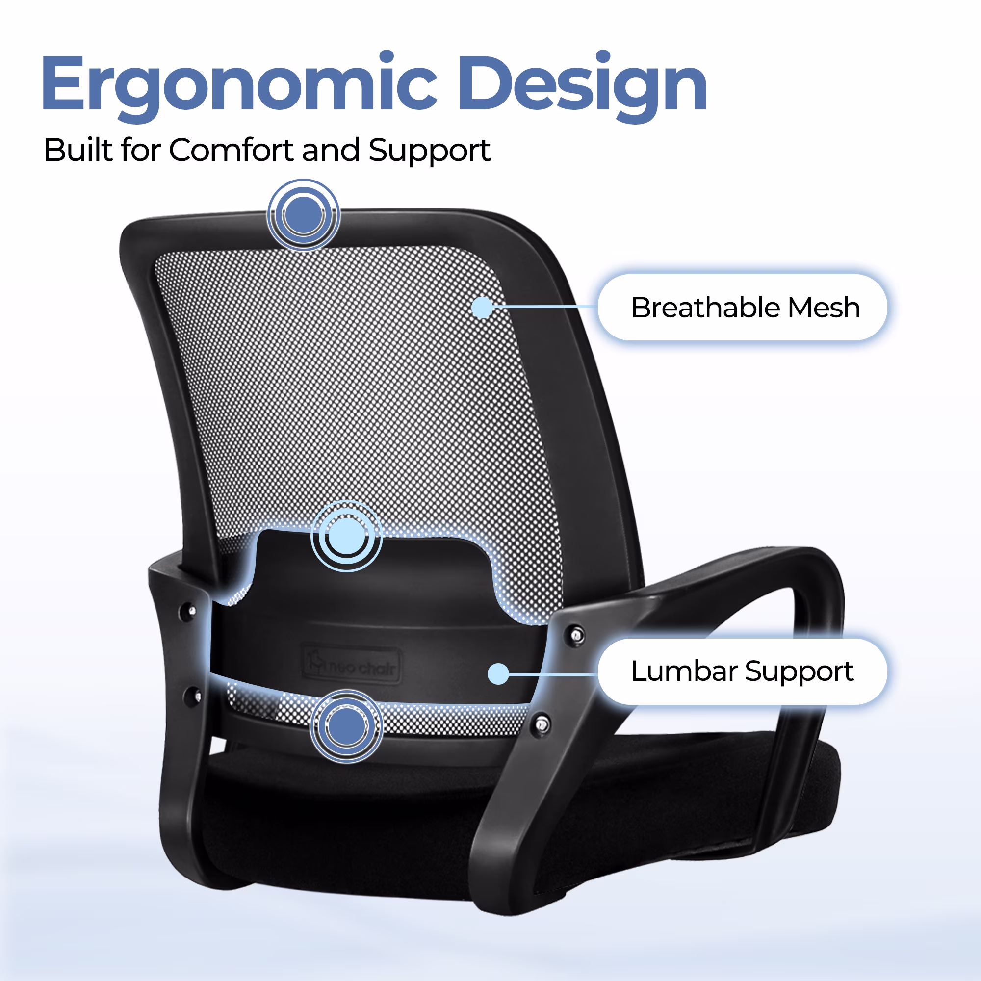 CELTOSS Ergonomic Mid-Back Office Chair with Lumbar Support and Adjustable Height (Black, 250 lb Capacity) peLZ3