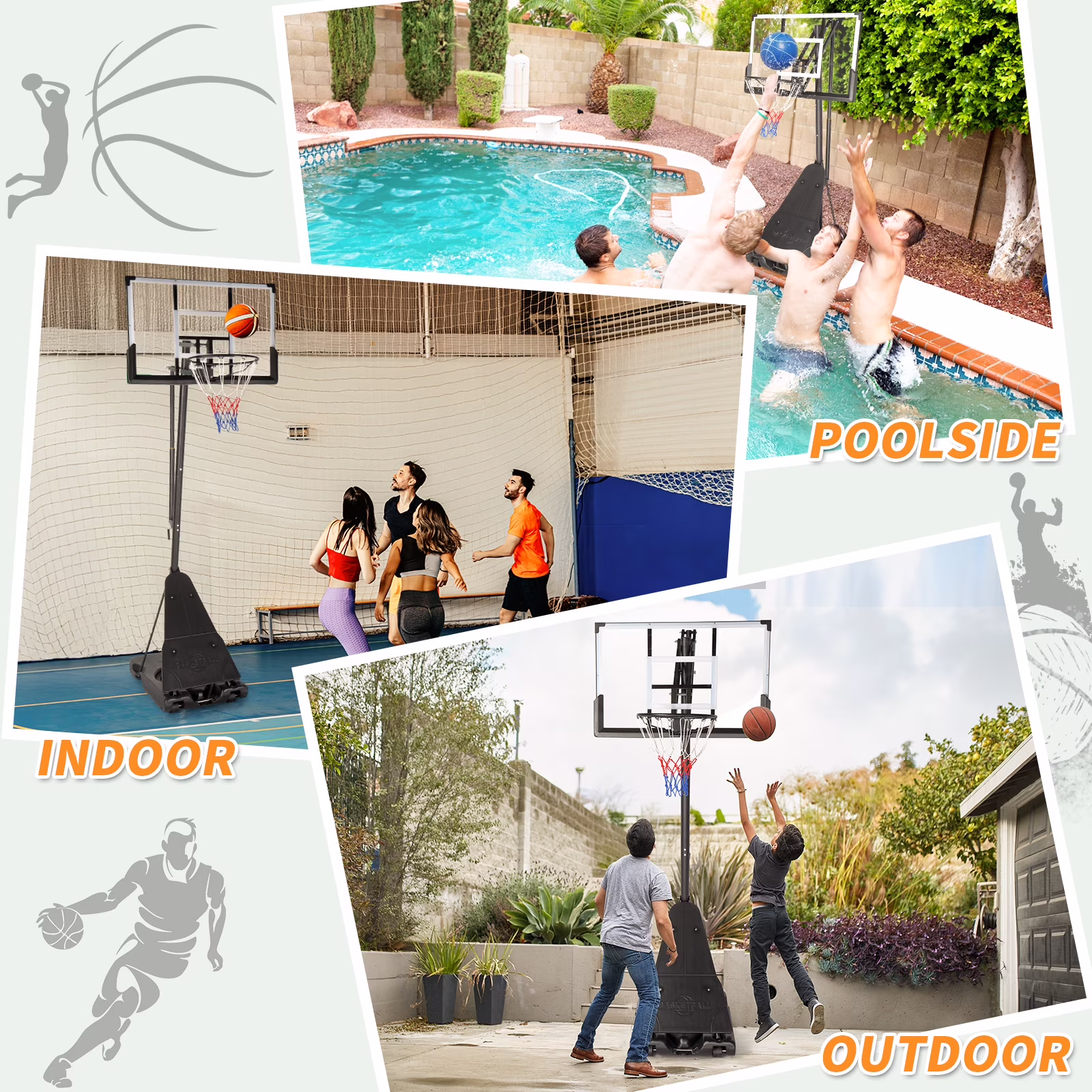 Ktaxon Portable Basketball Hoop System, Adjustable Height Outdoor Goal (Black, 44 in) 5GBrr
