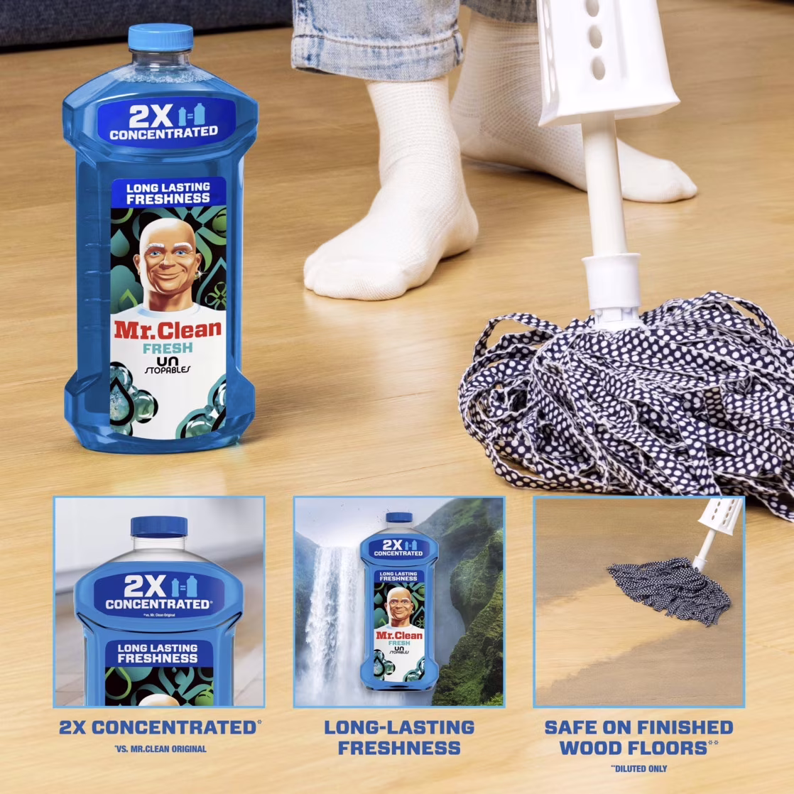 Mr. Clean Multi-Surface All Purpose Cleaner, Concentrated Liquid Formula, Unstopables Fresh Scent (23 fl oz) cgNjf - Image 4