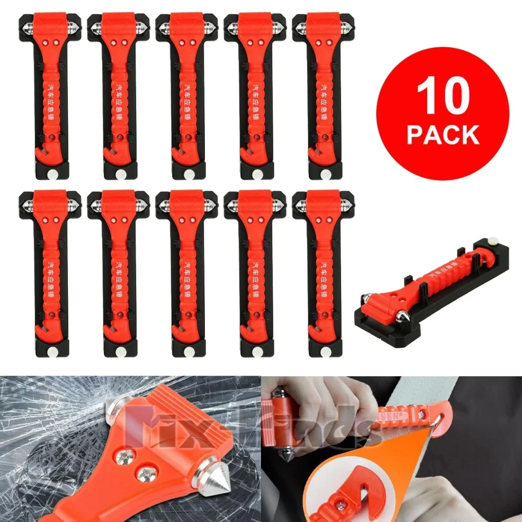VAULT Car Safety Hammer and Seat Belt Cutter Emergency Escape Tool (10 Pack) VufgC