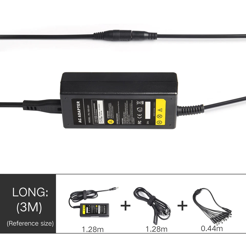 Rhea Security Camera Power Supply Adapter with 8-Way Splitter Cable for CCTV DVR Systems (5A, 12V) Y0dDL - Image 2