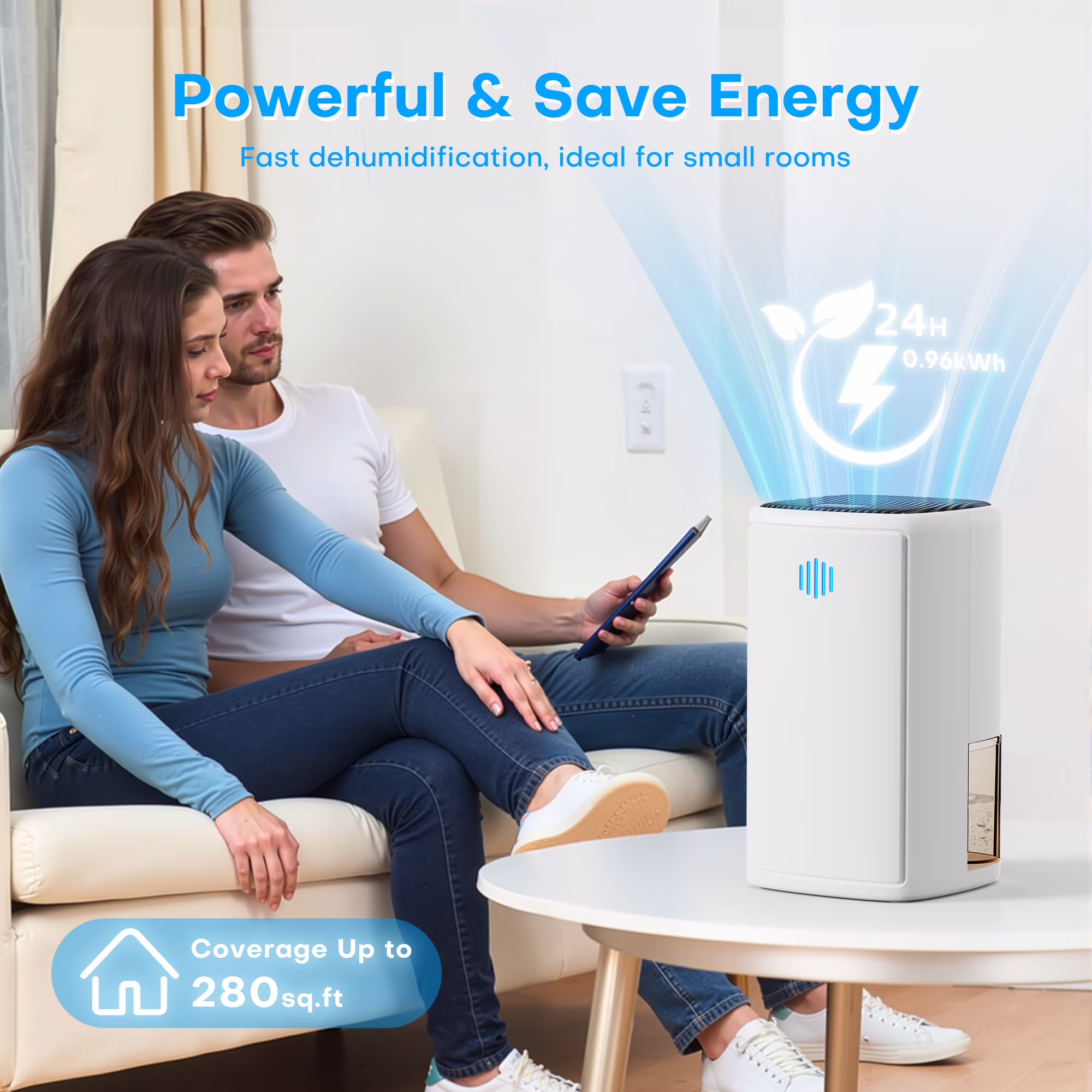 Breezome Compact Dehumidifier for Home, Ultra-Quiet Moisture Removal with Auto Shutoff (White, 37 oz) lsI3t