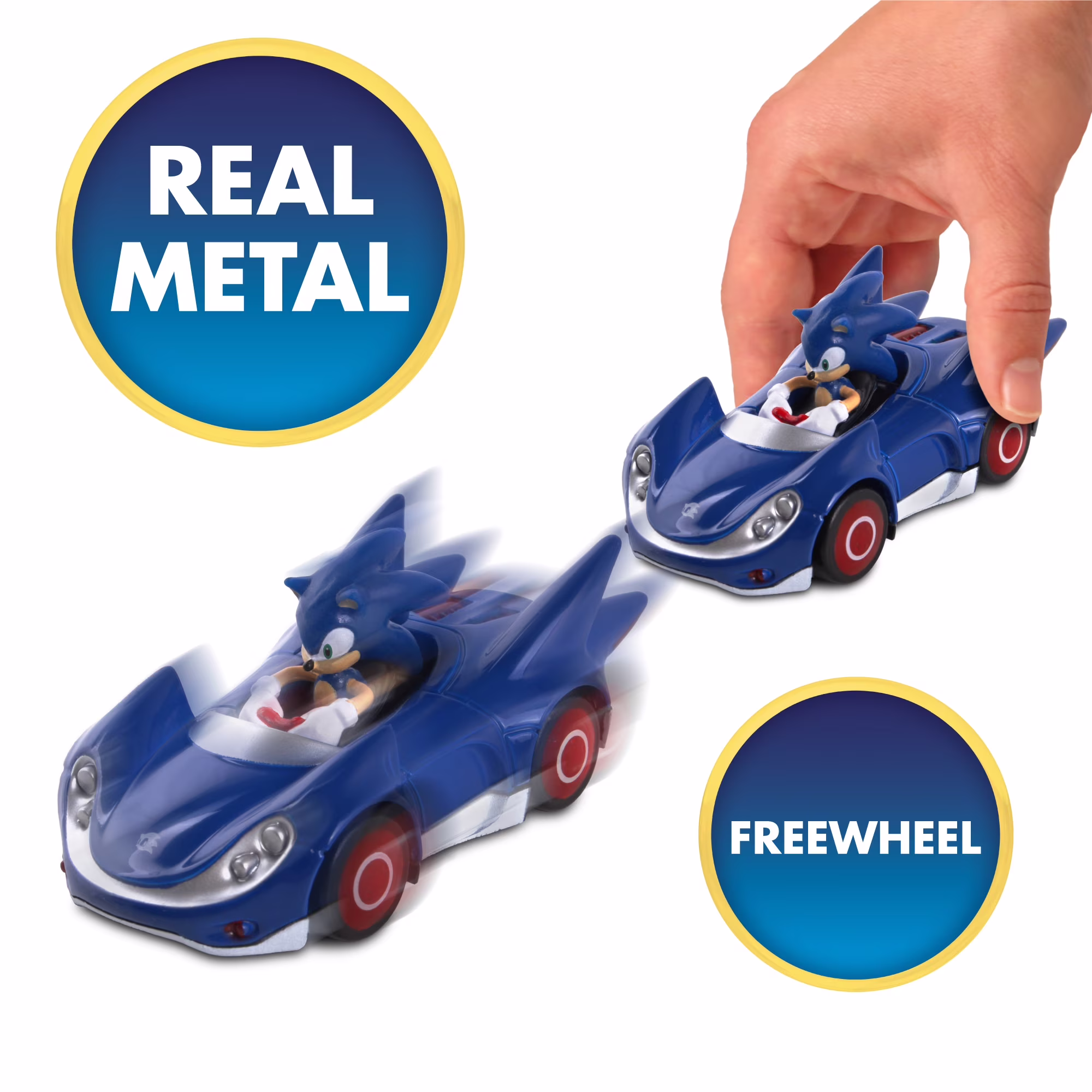 Sonic Speed Star Diecast Metal Car 1:64 Scale Collectible Vehicle (Blue, 3 in L) qKhzQ