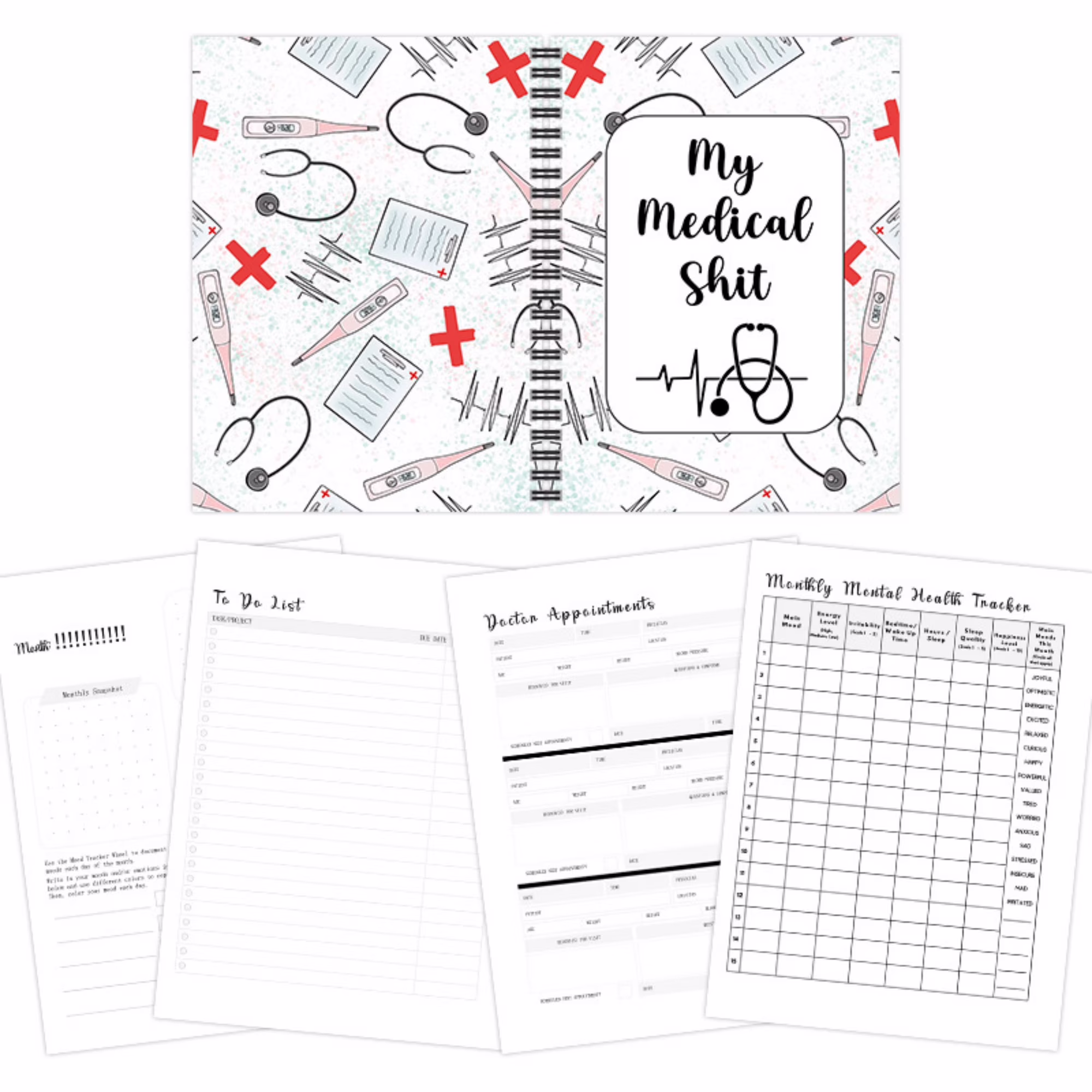 Gleaminglilfe Family Medical Planner, Health Record Organizer and Appointment Tracker (8.27 in x 11.22 in) 0dmix