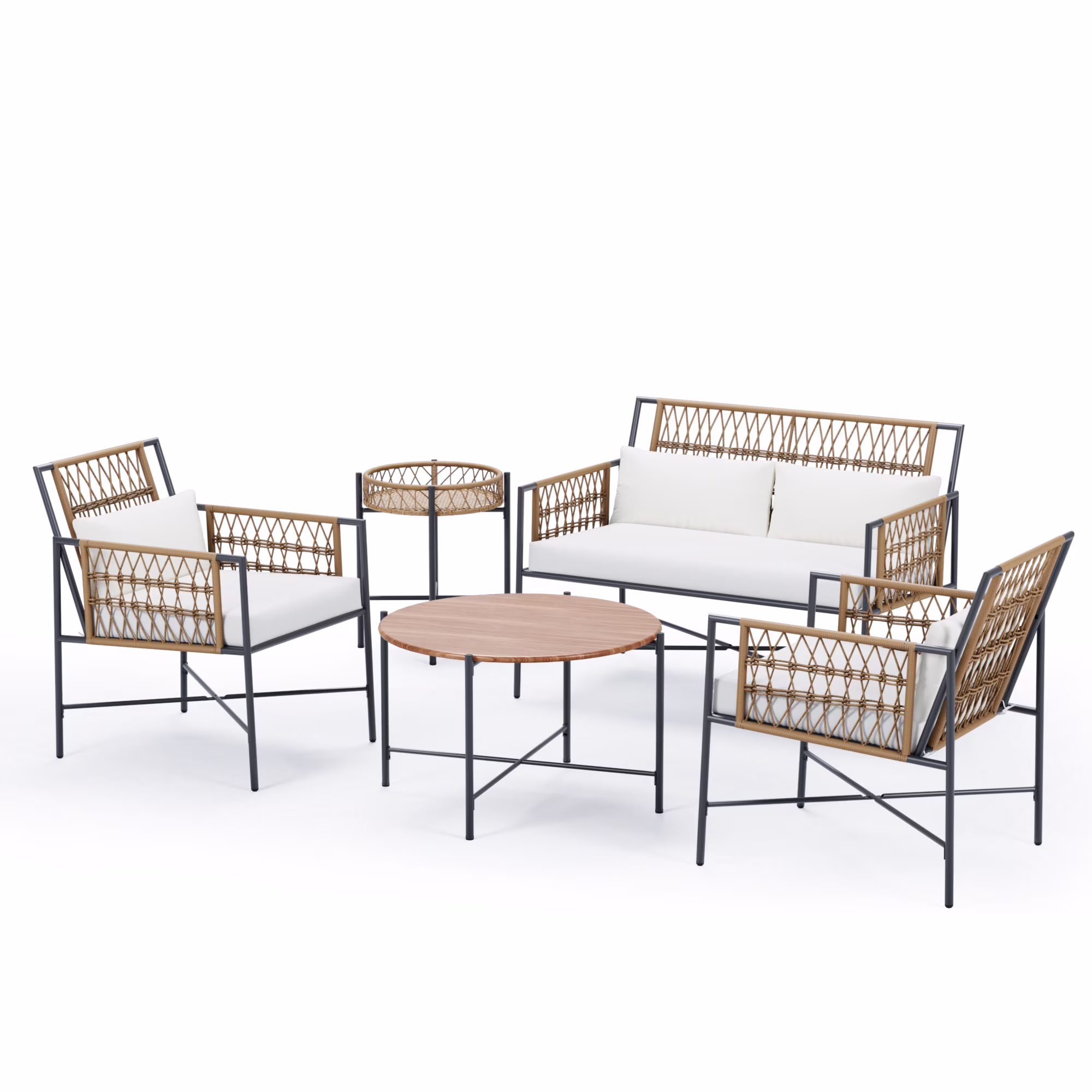 KamerOut 5-Piece Outdoor Wicker Patio Furniture Set with Cushions (Beige, 5-Piece Set) GpkGZ - Image 10