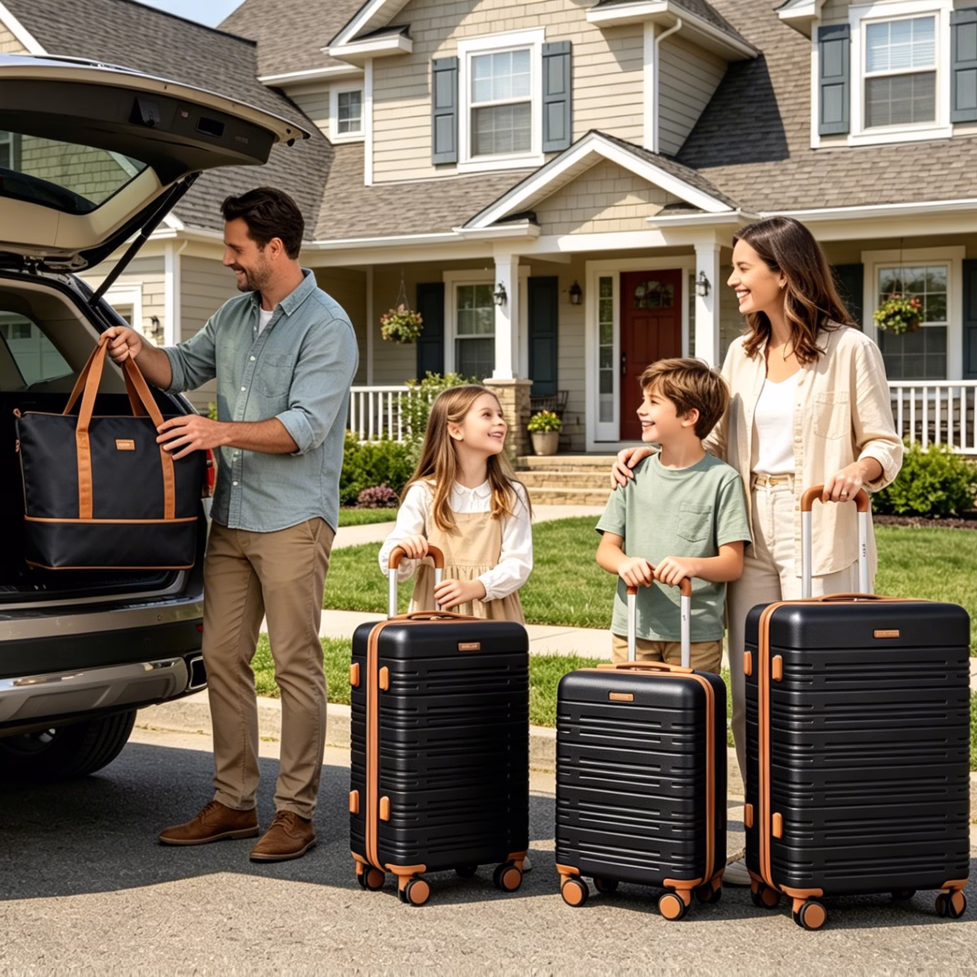 SMICURE 6-Piece Hardside Luggage Set with TSA Lock and Spinner Wheels (Black, 16 in, 20 in, 24 in, 28 in) A8Fyk - Image 3