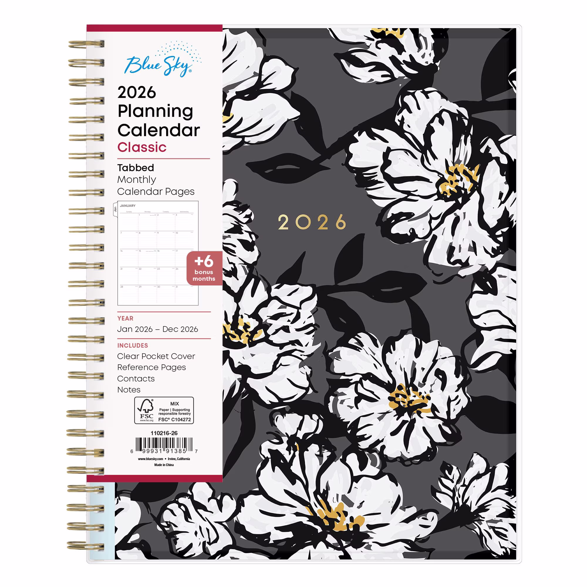 Blue Sky 2026 Monthly Planner Calendar, Professional Scheduling Organizer with Laminated Tabs (Baccara Dark, 8 in x 10 in) lxb7l