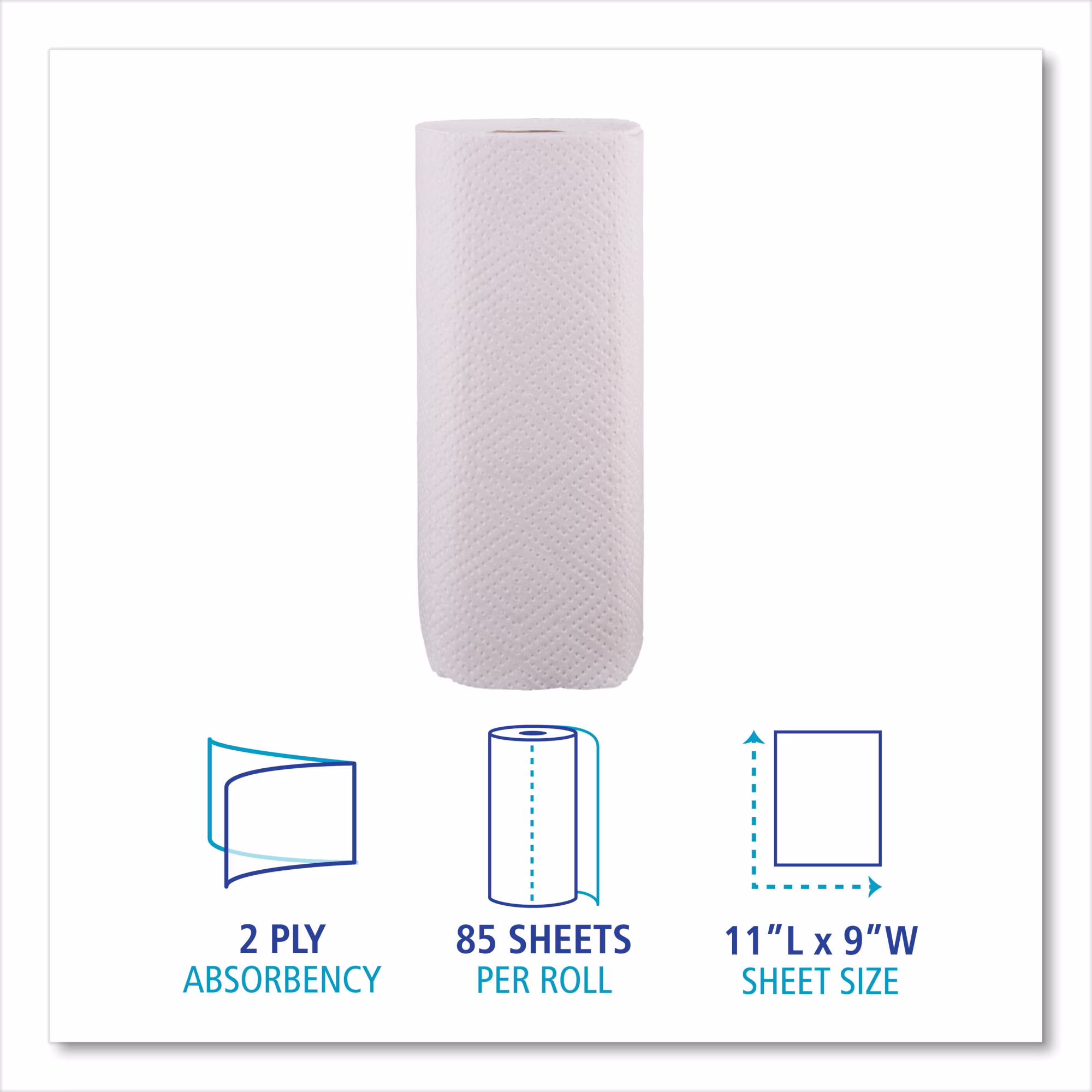 Boardwalk Kitchen Paper Towels, Embossed 2-Ply Absorbent Sheets (White, 30 Rolls/Carton, 11 in x 9 in) iUE9y - Image 8