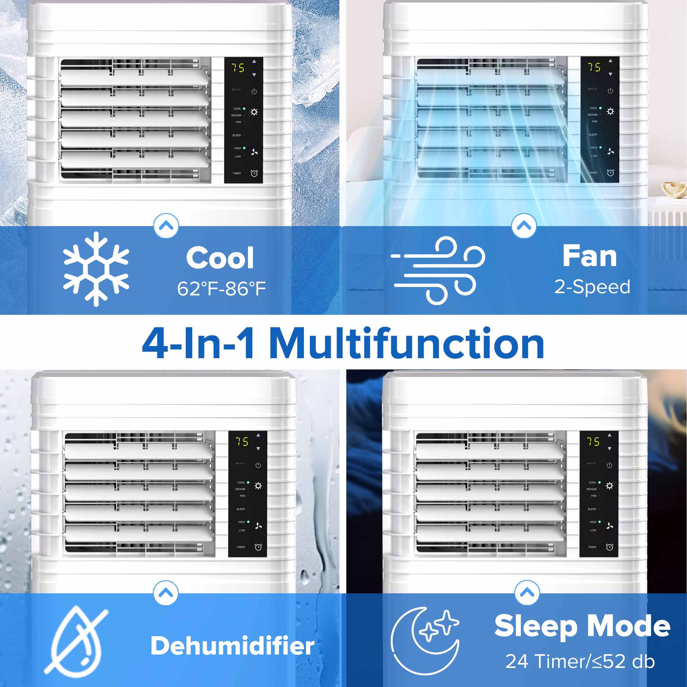 KISSAIR 8000 BTU Portable Air Conditioner, 4-in-1 Cooling, Dehumidifier, and Fan with Remote Control (Black, 350 Sq Ft) yaZVh - Image 2