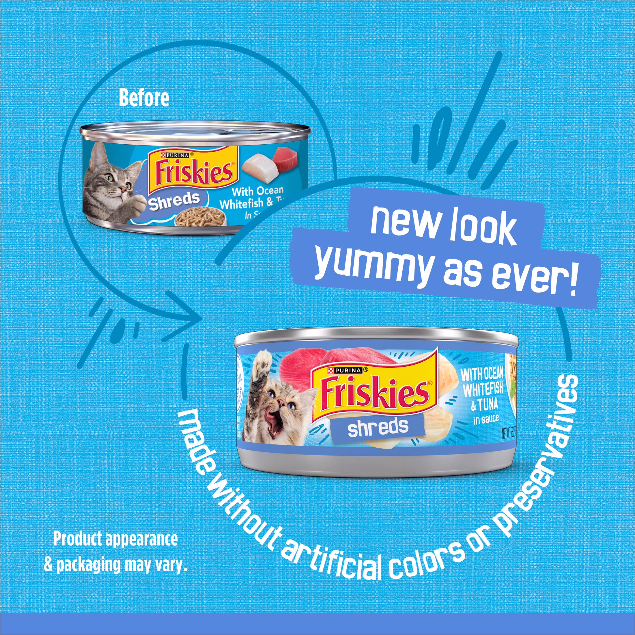 Purina Friskies Shreds Ocean Whitefish and Tuna Wet Cat Food (5.5 oz) gpOnI