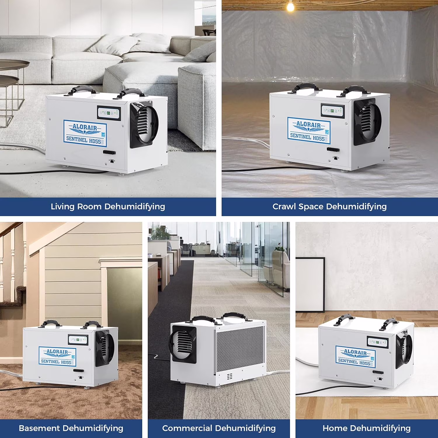 AlorAir Crawl Space Dehumidifier, 120 PPD Energy Star Commercial Basement Dehumidifier with Wi-Fi App Control (White, 19.2 x 12.2 x 13.3 in) QxTWQ