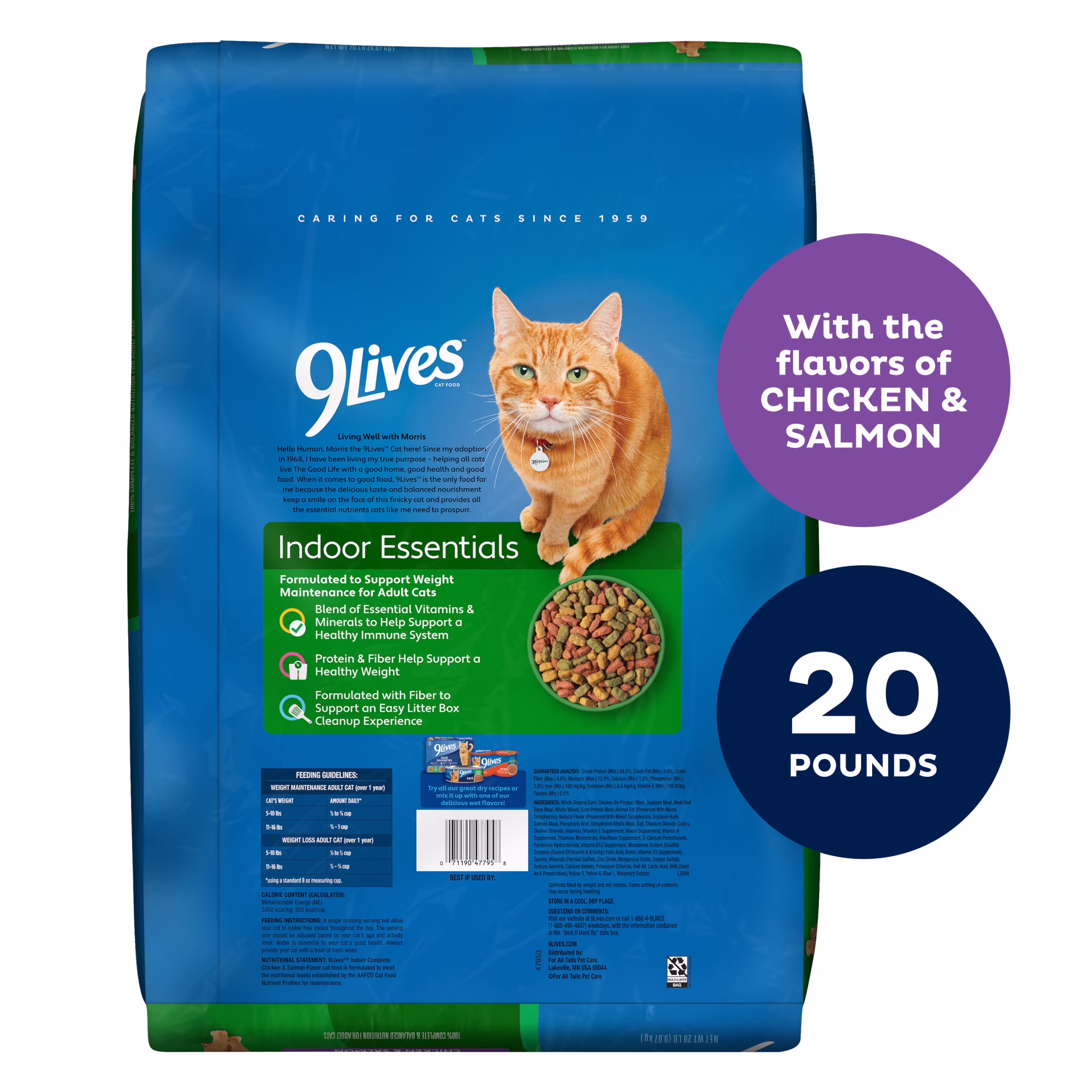 9Lives Indoor Essentials Dry Cat Food, Chicken & Salmon Flavor (20 lb) PUlLp