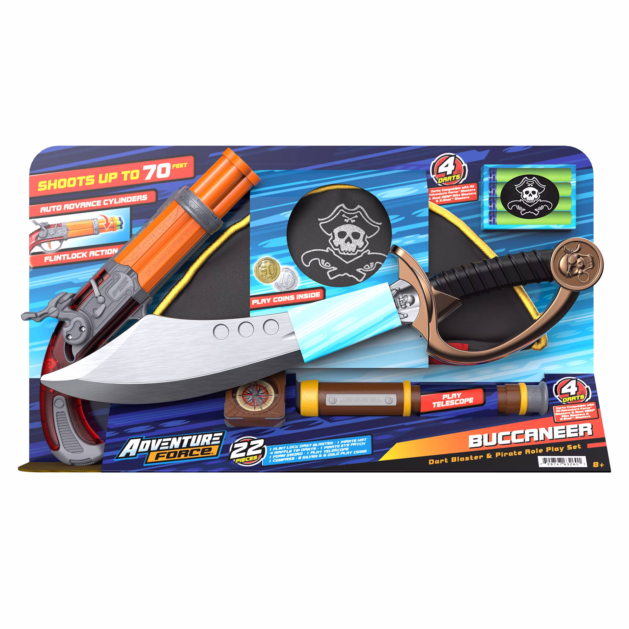 Adventure Force Pirate Roleplay Set with Buccaneer Dart Blaster and Accessories (12-Piece Set) OhkKs