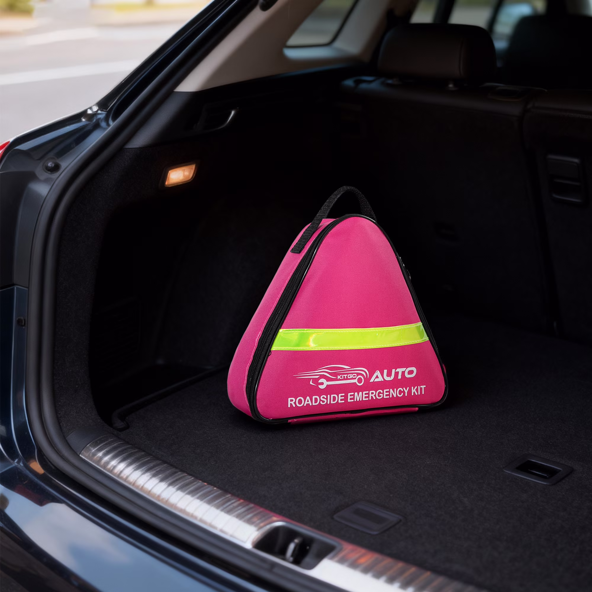Kitgo Car Emergency Kit Roadside Safety Tool Set with Jumper Cables (Pink, 1 Pack) G7vJX