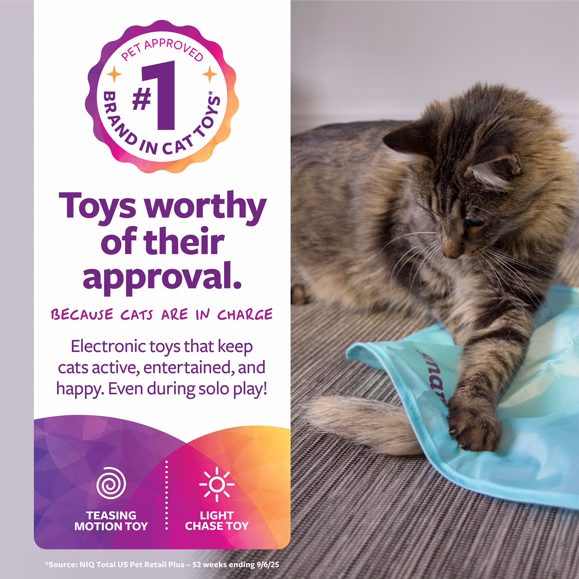 SmartyKat Hot Pursuit Electronic Concealed Motion Cat Toy with Faux Fur Wand (One Size) zqlyK - Image 2
