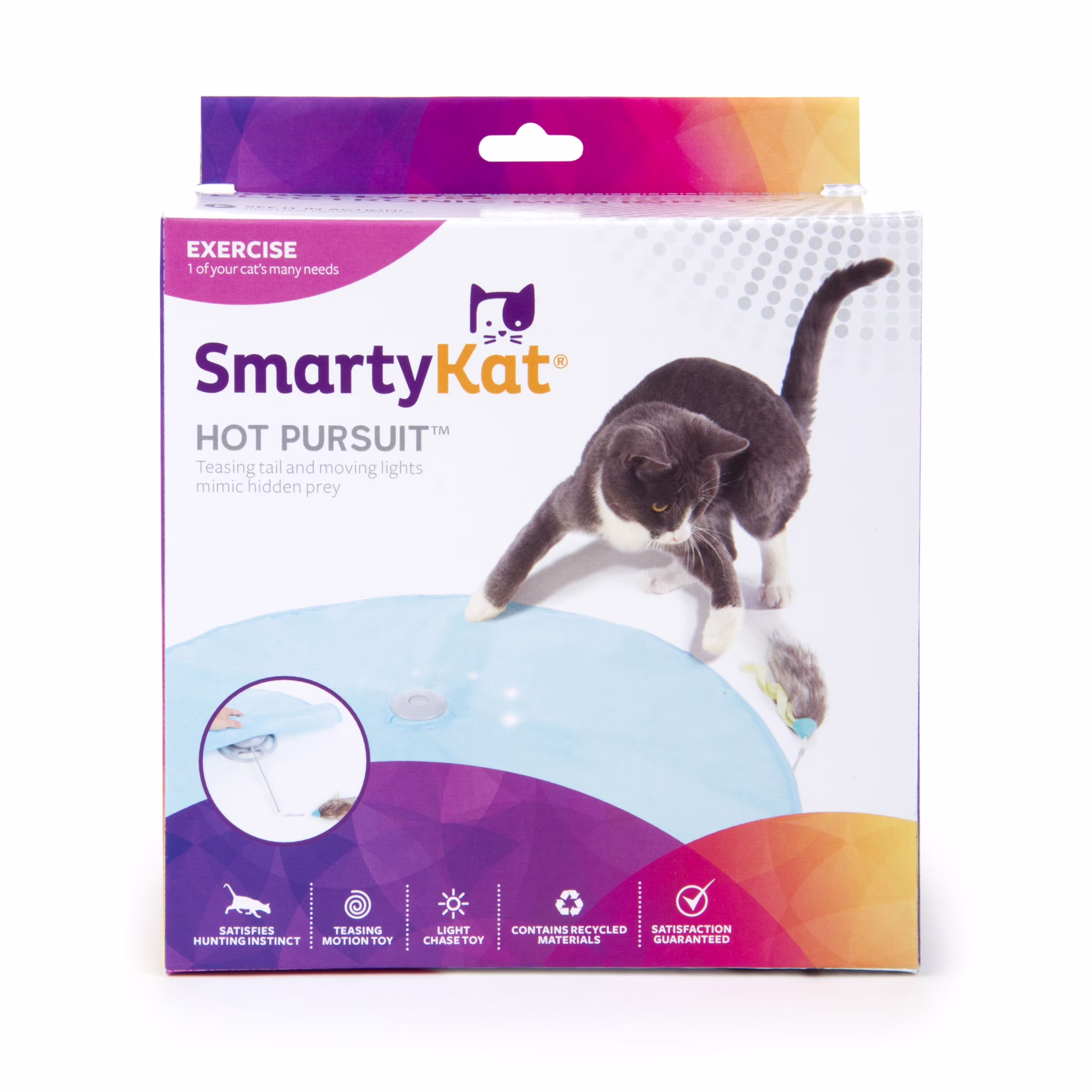 SmartyKat Hot Pursuit Electronic Concealed Motion Cat Toy with Faux Fur Wand (One Size) zqlyK - Image 8