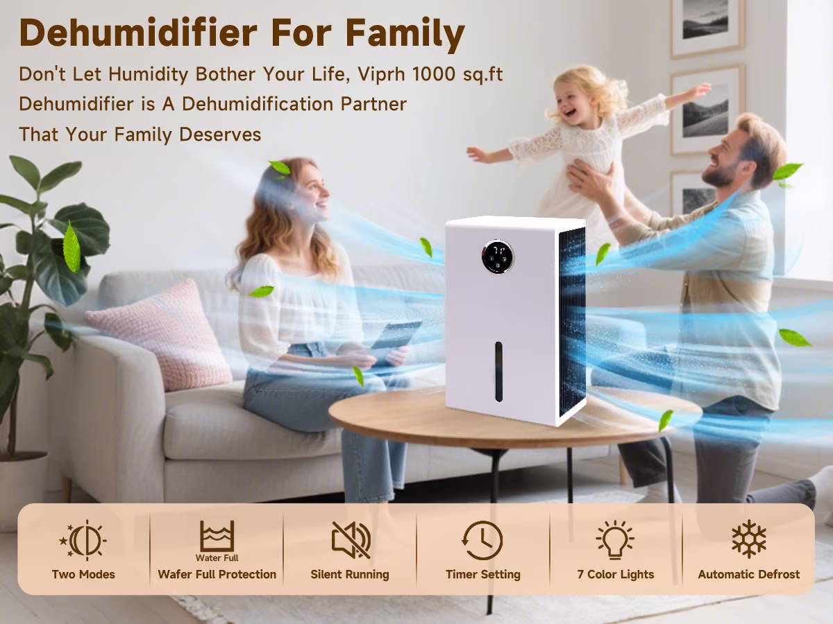 Topteng Dehumidifier for Home, Quiet Portable Air Dryer with LED Touch Screen and 7-Color Ambient Light (White, 120 oz) 4noDo - Image 10