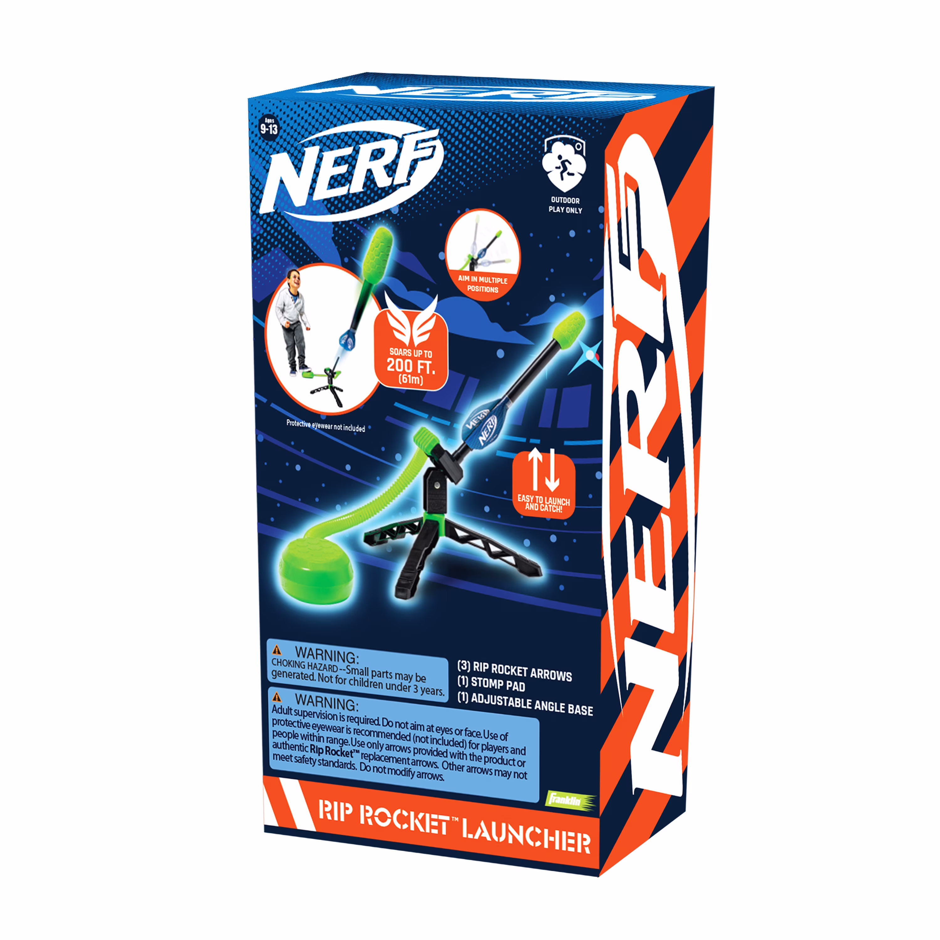 Nerf Rip Rocket Launcher Stomp-Powered Outdoor Toy Set (Green, 3-Pack) 1cMq7