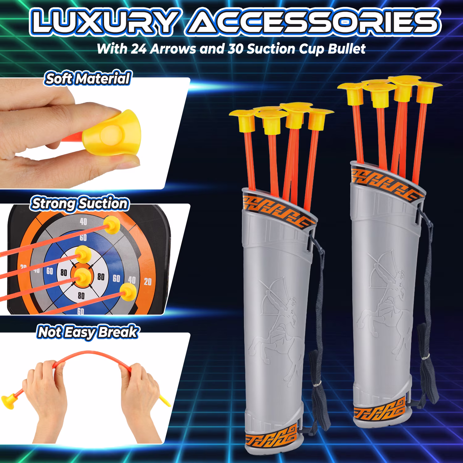 Huge Wave LED Archery Set with Foam Dart Blaster (2 Pack, Black) avayt