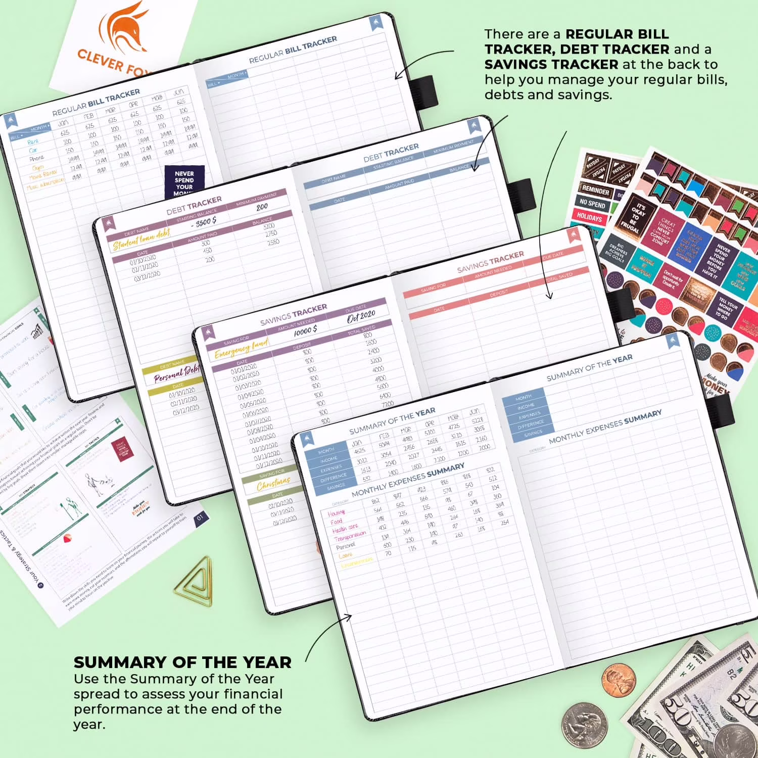 Clever Fox Bi-Weekly Budget Planner, Financial Organizer with Expense Tracker and Monthly Calendars (Black, 5.8 in x 8.3 in) 7mpap