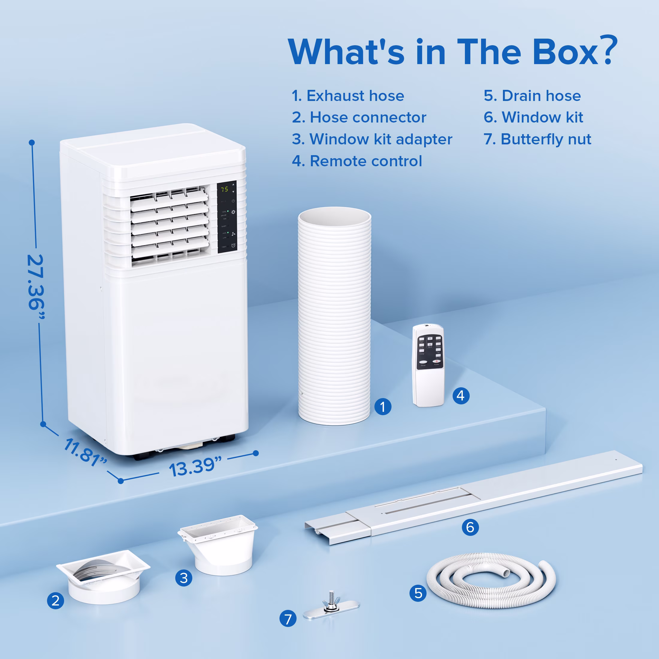 KISSAIR 8000 BTU Portable Air Conditioner, 4-in-1 Cooling, Dehumidifier, and Fan with Remote Control (Black, 350 Sq Ft) yaZVh - Image 3