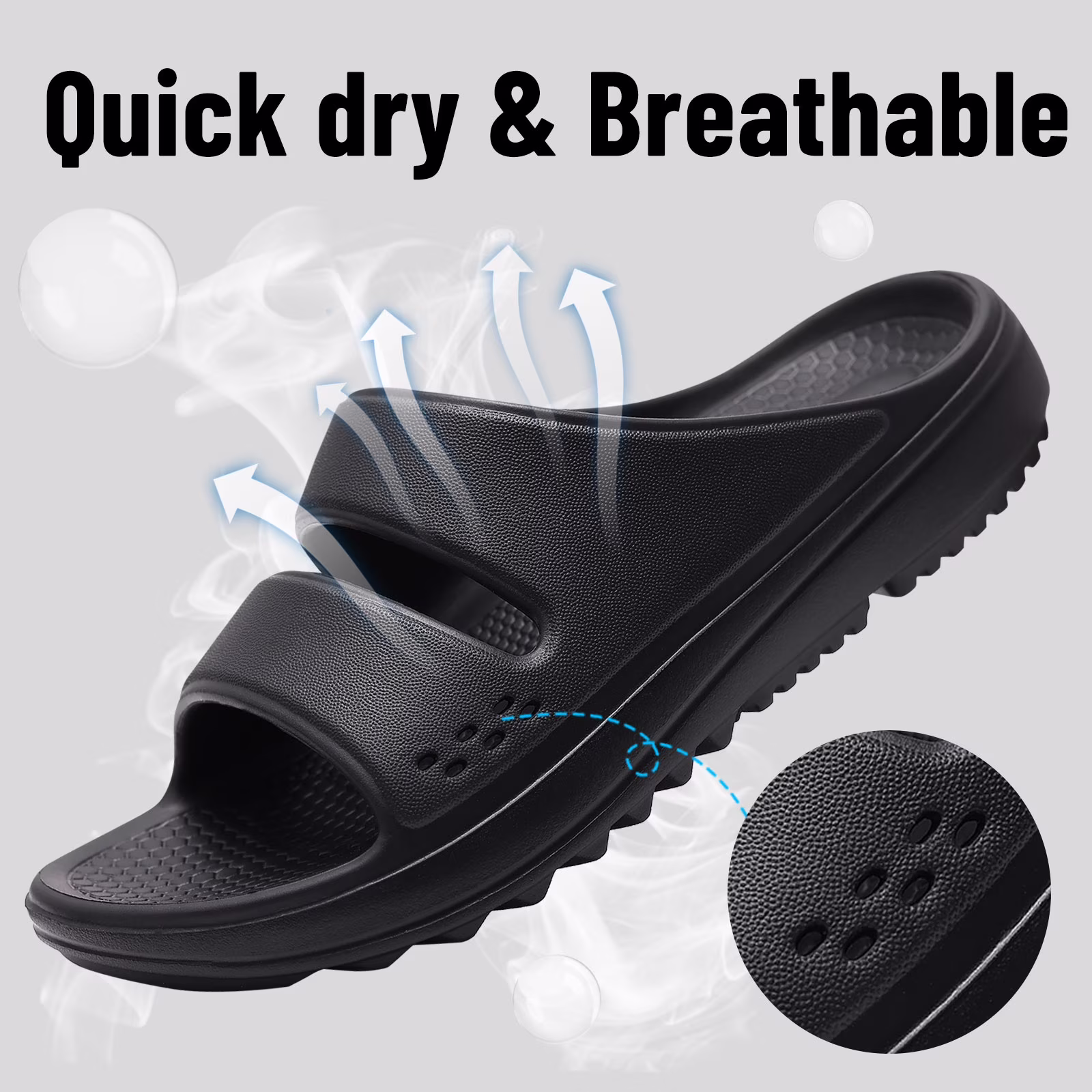 Litfun Women's Non-Slip Slide Sandals, Thick Sole Arch Support Shower Slippers (Black, 1.6 in) Rdrov