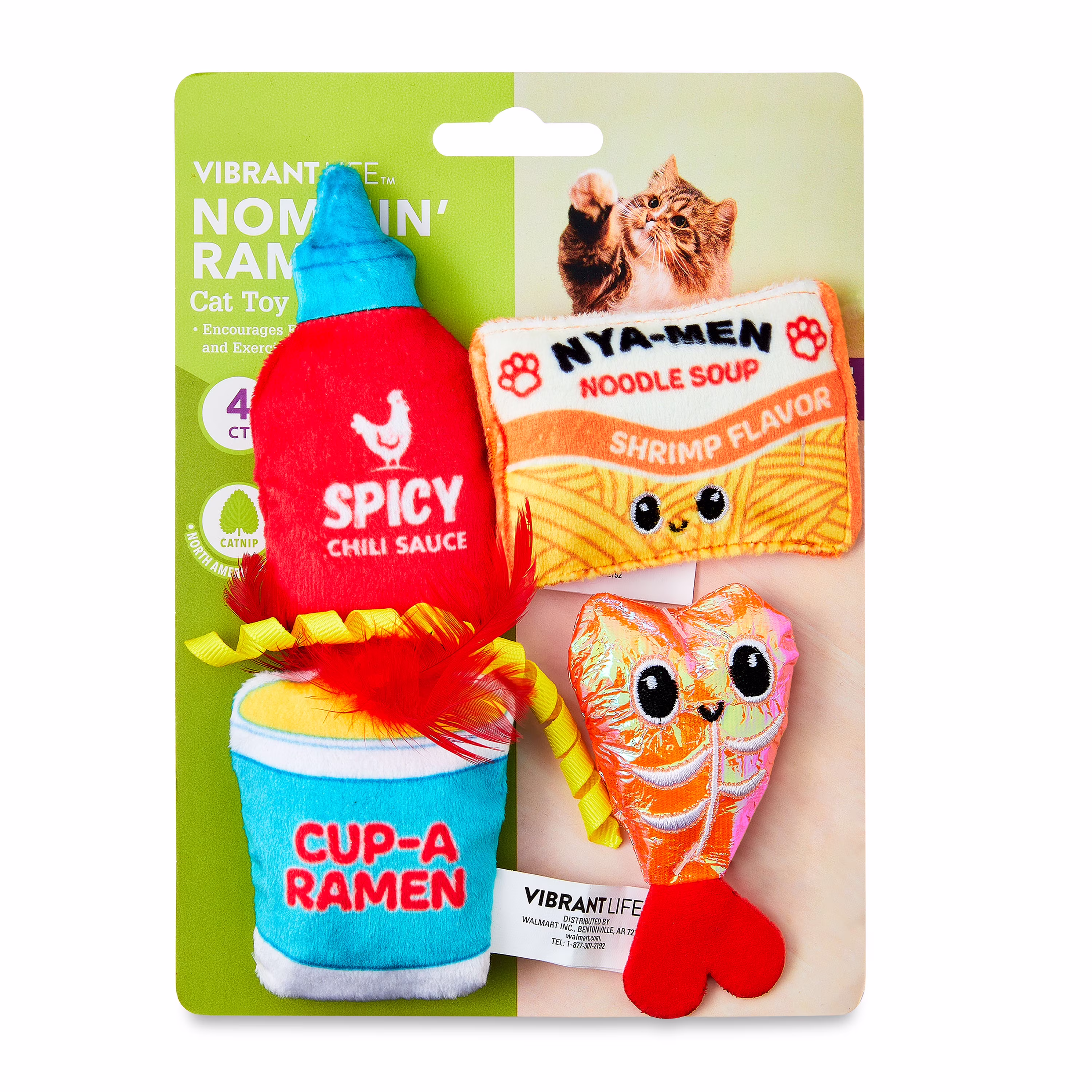Vibrant Life Nommin' Ramen Catnip Plush Cat Toys (Multicolor, 4 Count) 9AS9A