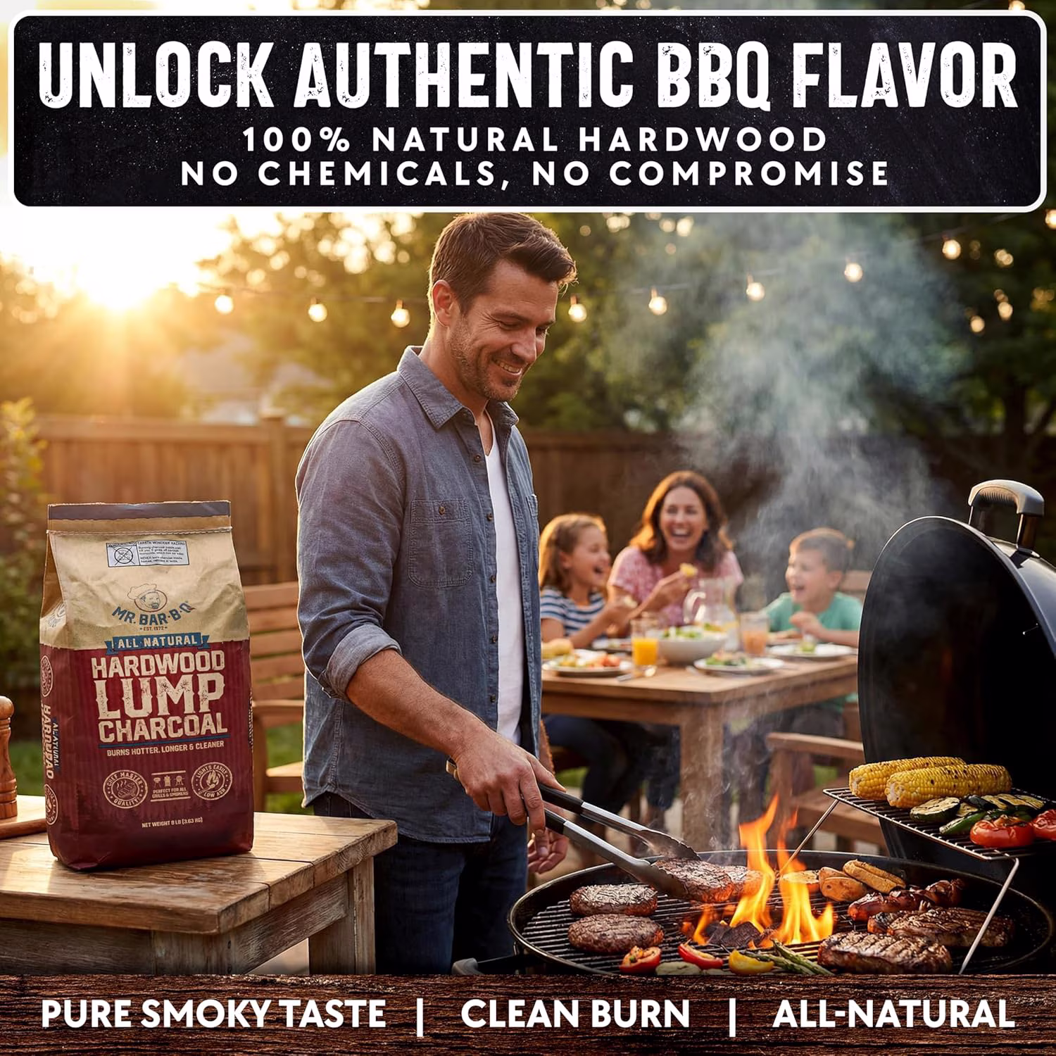 Mr. Bar-BQ All Natural Hardwood Lump Charcoal for Grilling and Smoking (20 lb) FggPo - Image 6
