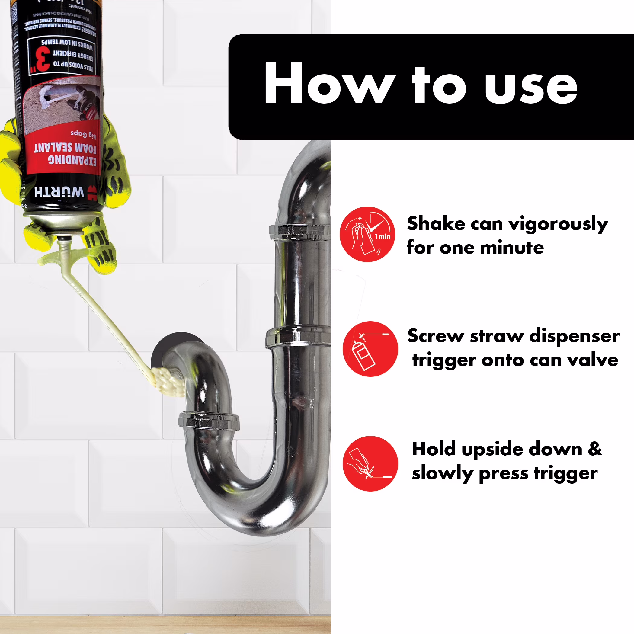 WΓΌrth Expanding Foam Sealant for Large Gaps and Cracks (White, 12 oz) LEOe4 - Image 6