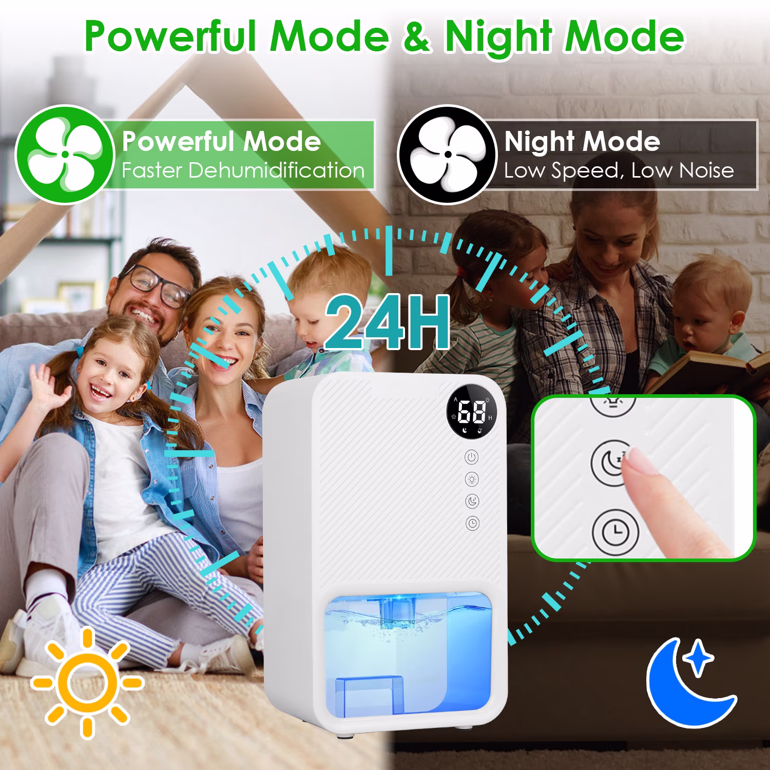 iMounTEK Portable Dehumidifier for Home, Quiet Small Room Moisture Remover with Auto Shut-Off and 7-Color LED (White, 37 fl oz) XOGfj - Image 8