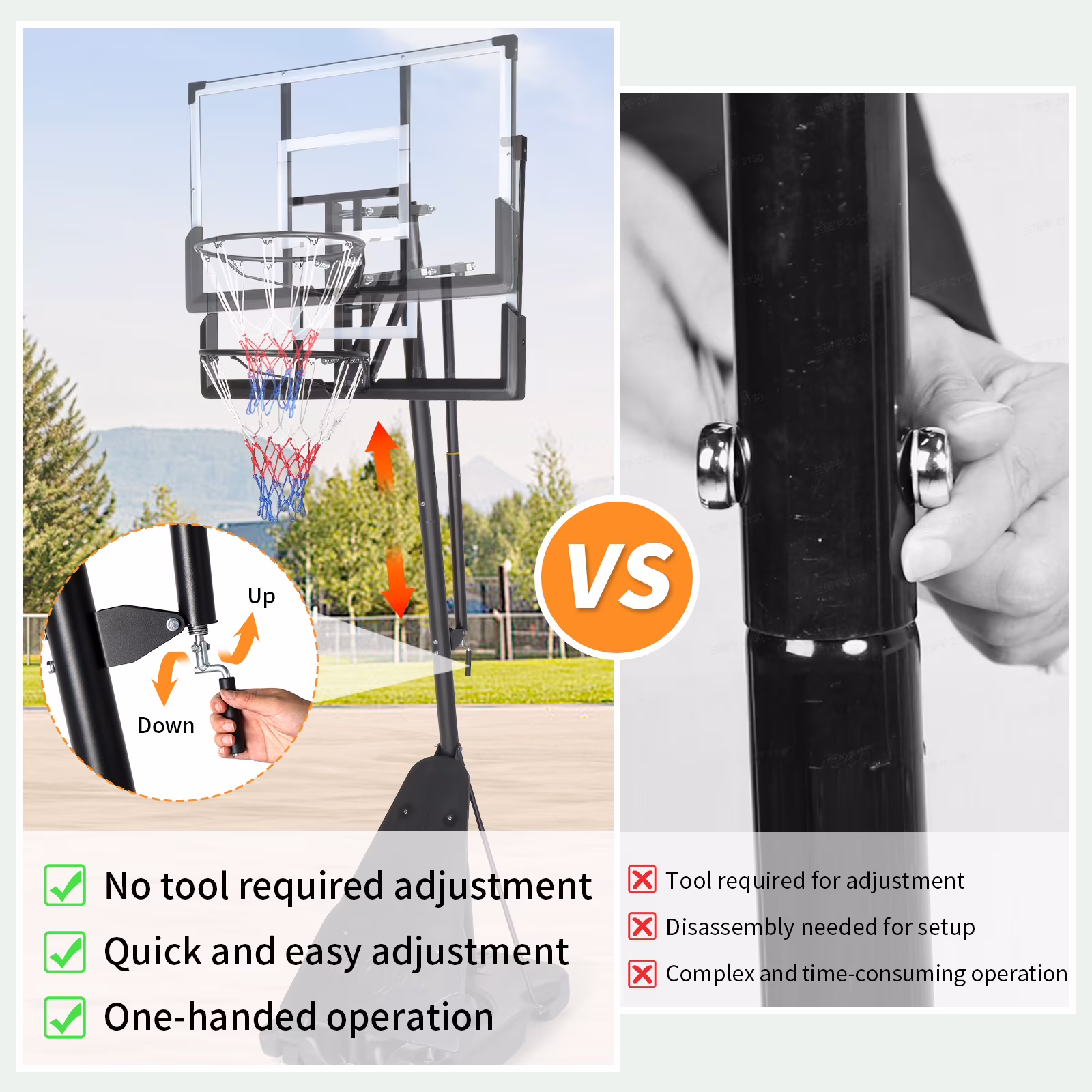 Ktaxon Portable Basketball Hoop System, Adjustable Height Outdoor Goal (Black, 44 in) 5GBrr