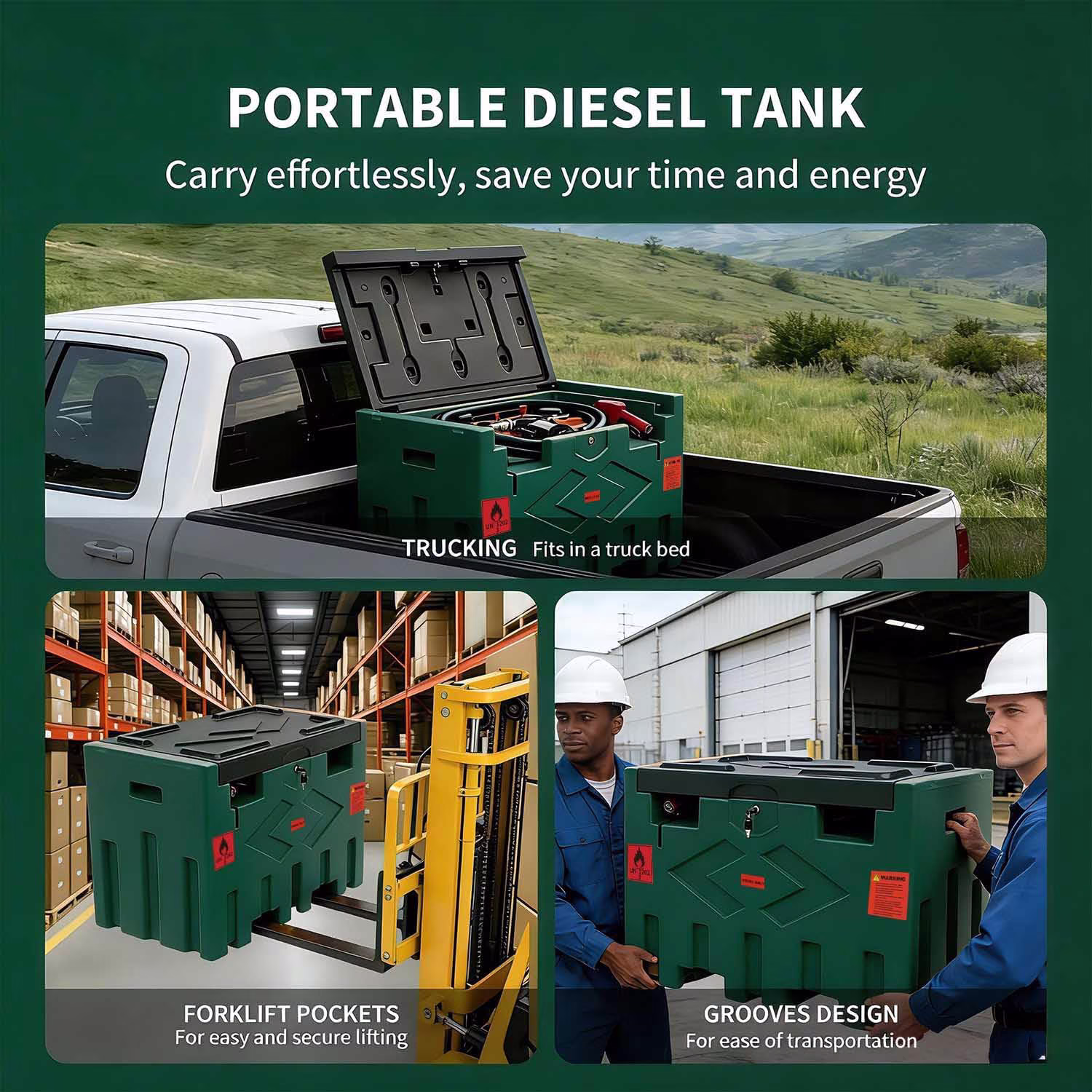 Speott 50 Gallon Diesel Fuel Transfer Tank with 12V Electric Pump and Automatic Nozzle (Green, 50 Gallon) pzzAg - Image 5