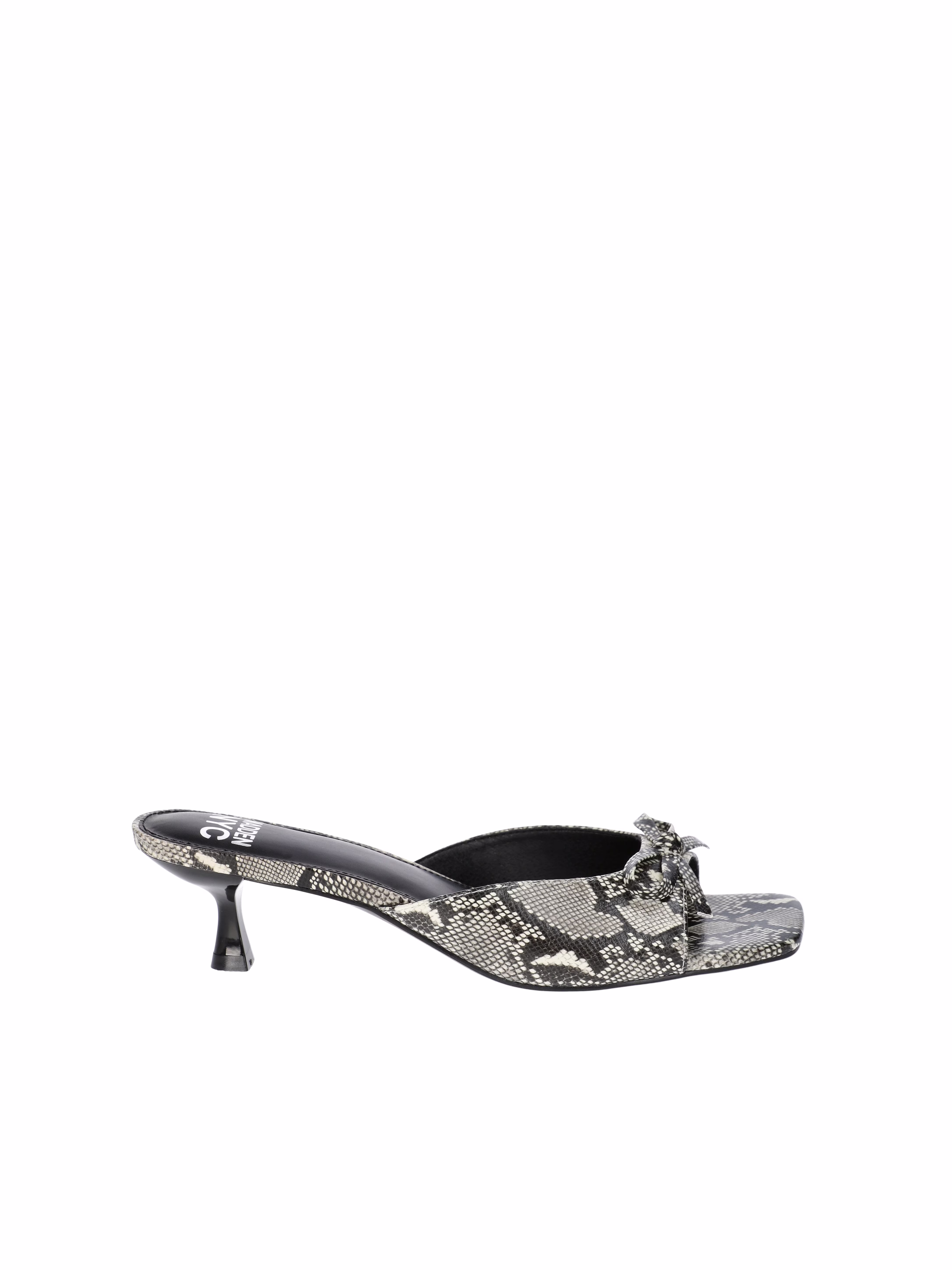 Madden NYC Women's Faux Snakeskin Kitten Heel Sandals with Bow (Beige, 7 in) dU18N