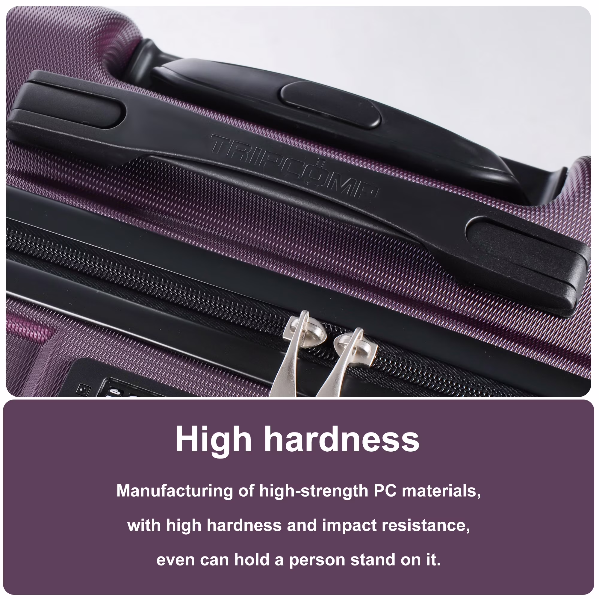 TRIPCOMP Hardside Luggage Set 3-Piece Lightweight Spinner Suitcase (Dark Purple, 21 in, 25 in, 29 in) Q5T8F