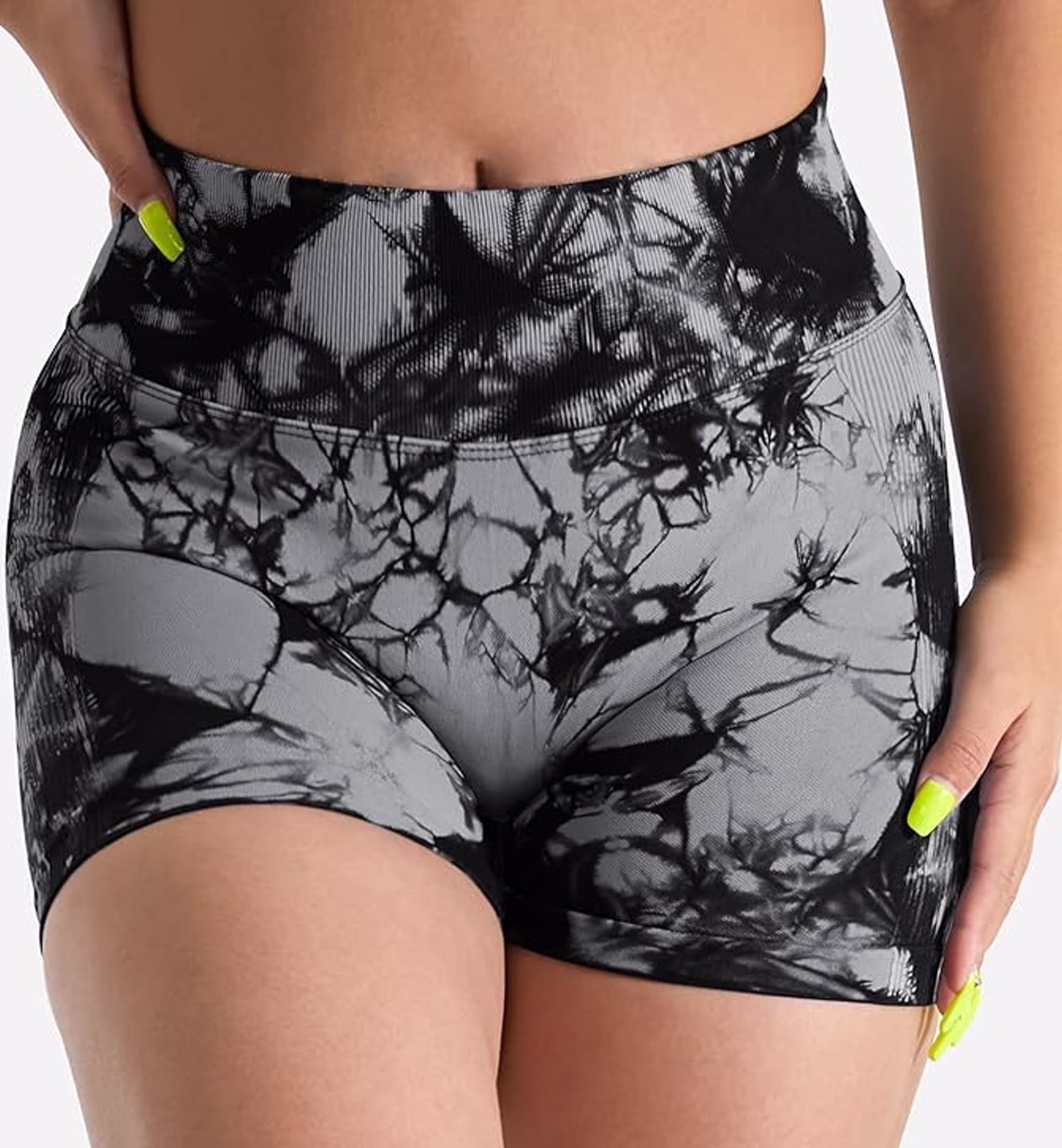 SOMER Women High Waisted Biker Shorts Seamless Scrunch Butt Lifting Yoga Workout Gym Shorts (Grey, Medium) jJfjA
