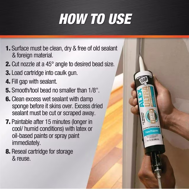 DAP Alex Ultra Advanced Acrylic Latex Sealant, Professional Grade Crack-Resistant Formula (White, 10.1 oz) lfSmH