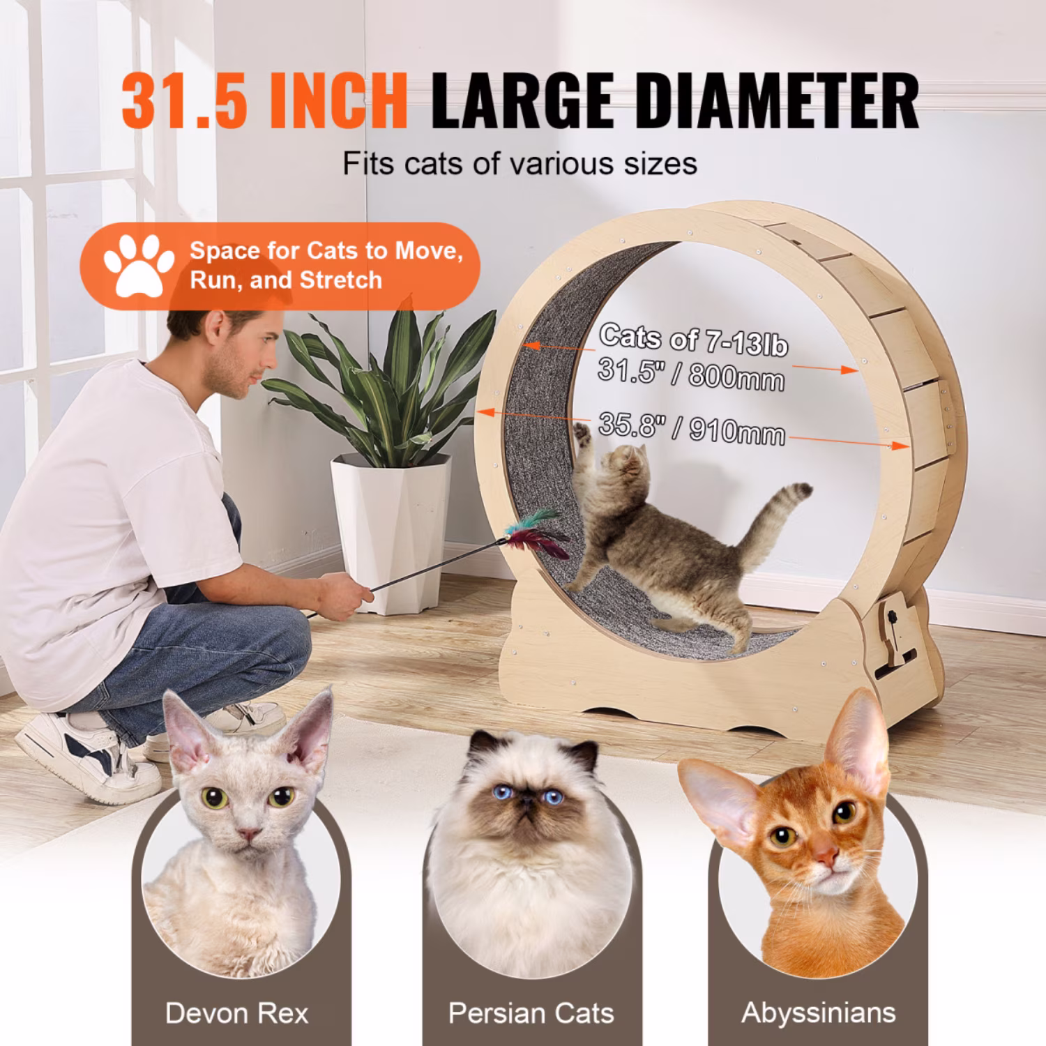 Generic Cat Exercise Wheel Indoor Pet Treadmill (Brown, 35.8 in) 3xwjW