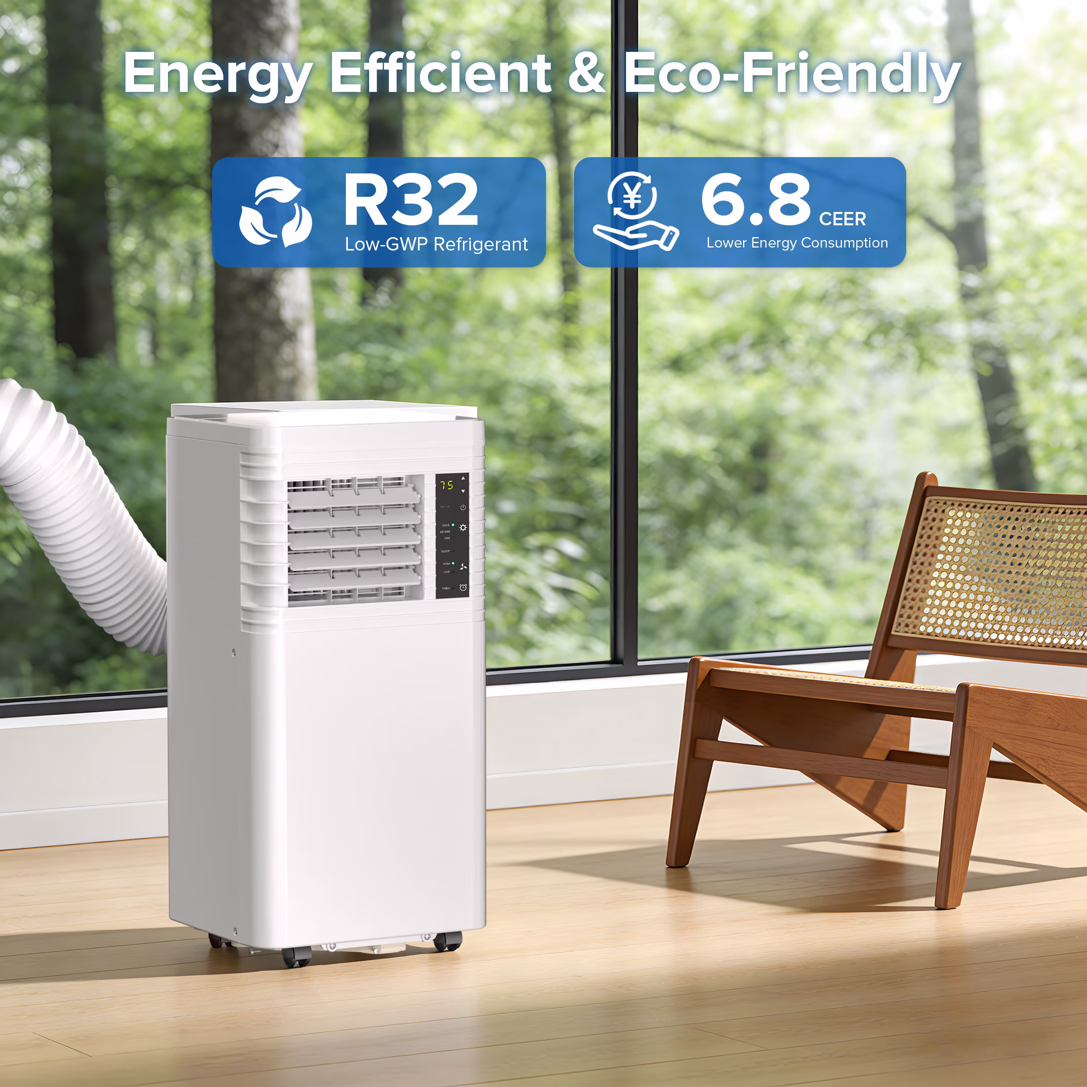 KISSAIR 8000 BTU Portable Air Conditioner, 4-in-1 Cooling, Dehumidifier, and Fan with Remote Control (Black, 350 Sq Ft) yaZVh - Image 10