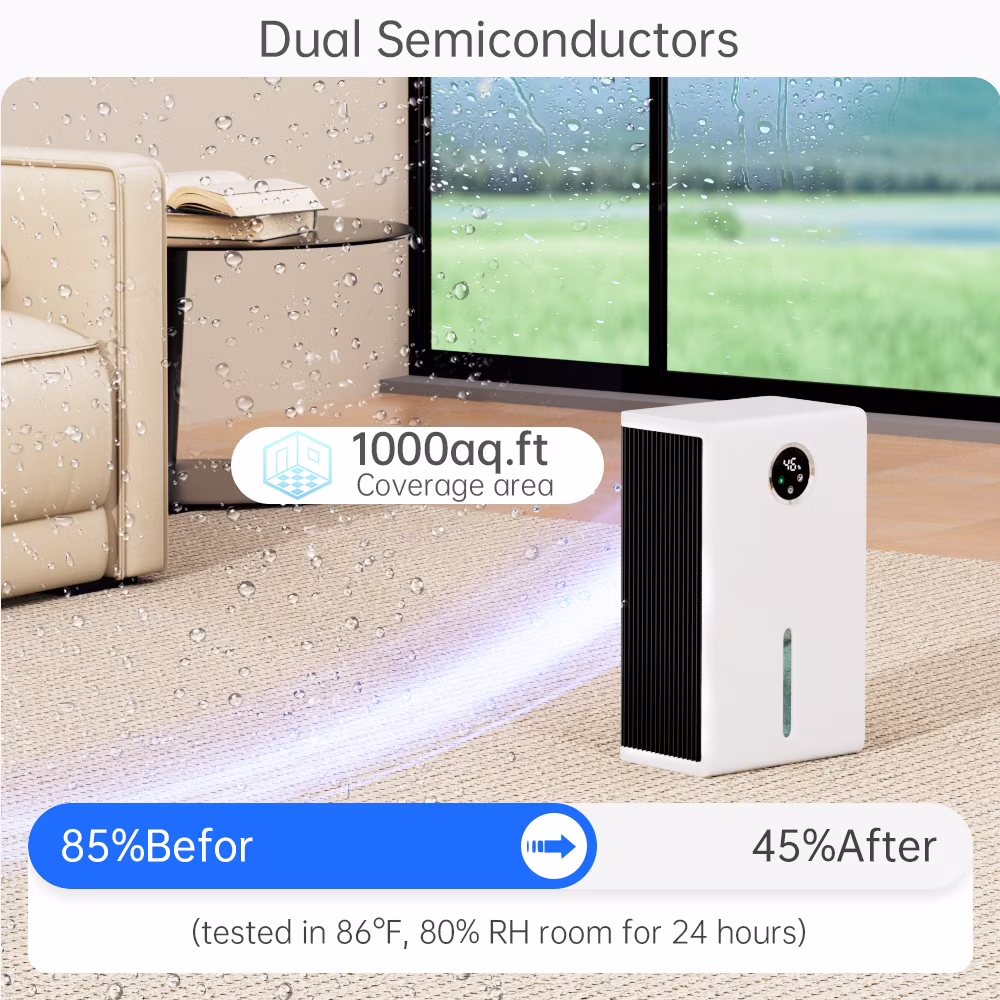 Topteng Dehumidifier for Home, Quiet Portable Air Dryer with LED Touch Screen and 7-Color Ambient Light (White, 120 oz) 4noDo - Image 9