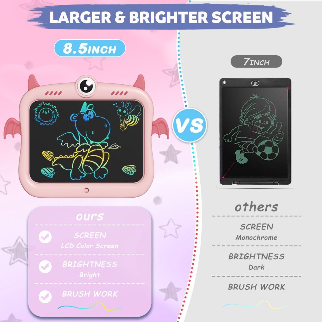 Xueyu LCD Writing Tablet for Kids, Colorful Erasable Doodle Board, Portable Drawing Pad for Educational Learning (Pink, 10 in) Riinj