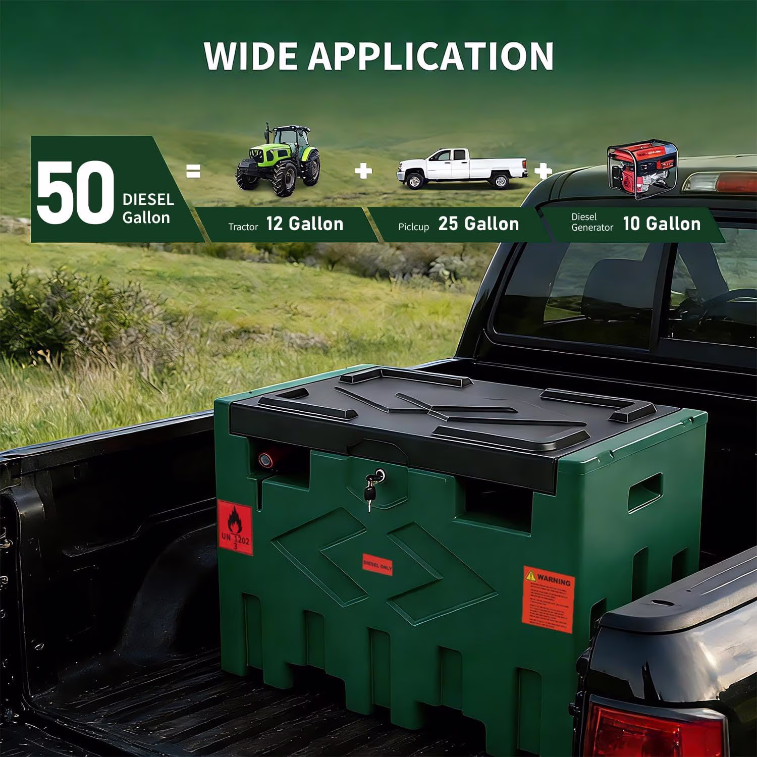 Speott 50 Gallon Diesel Fuel Transfer Tank with 12V Electric Pump and Automatic Nozzle (Green, 50 Gallon) pzzAg - Image 6