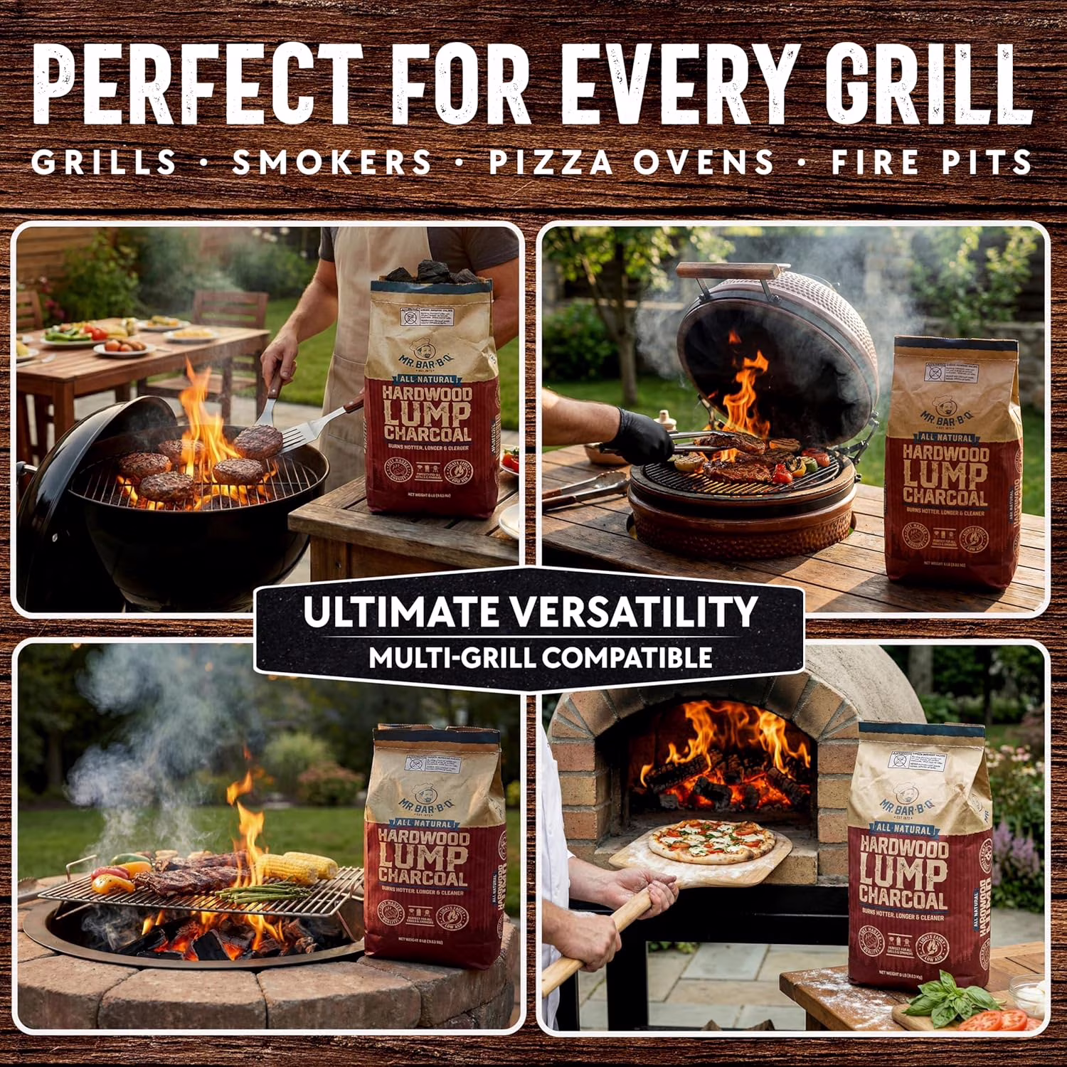 Mr. Bar-BQ All Natural Hardwood Lump Charcoal for Grilling and Smoking (20 lb) FggPo - Image 3