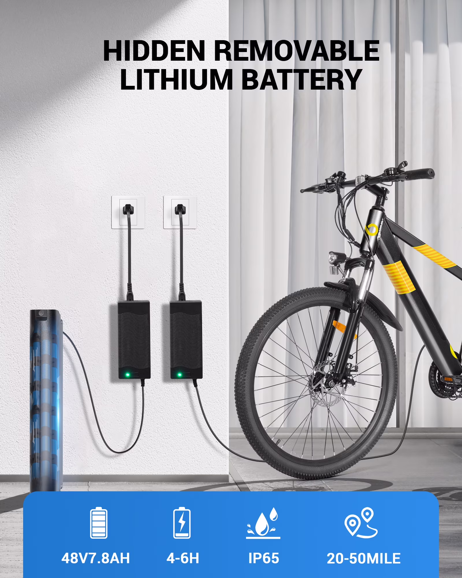 MIHOVER Electric Bike for Adults, 750W Peak Motor, 21-Speed Shimano Gear, 40-Mile Range, UL2849 Certified City E-Bike (Black, 26 in) gTZxG