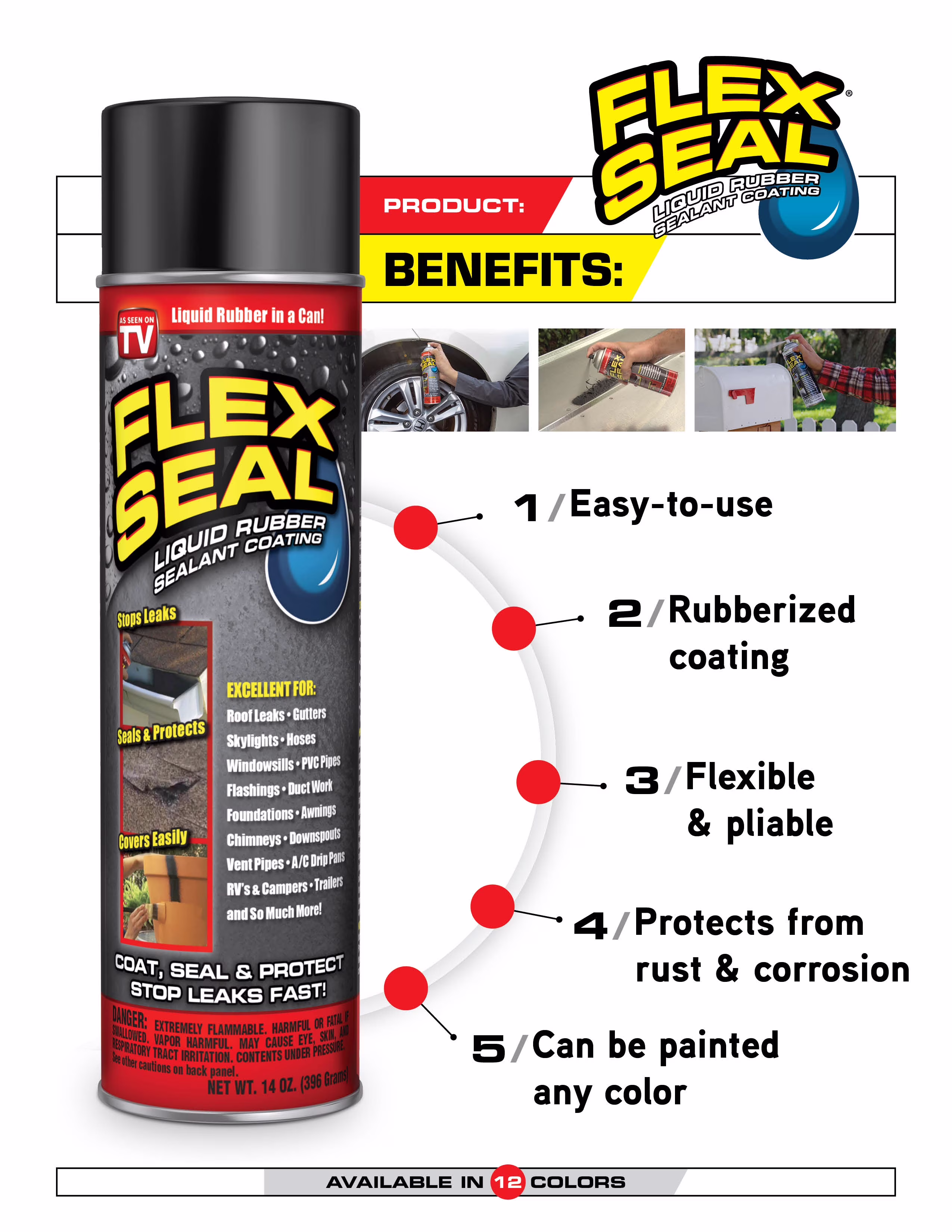 Flex Seal Liquid Rubber Marine Sealant Coating, Waterproof Protective Barrier (Clear, 5 oz) QtDhw
