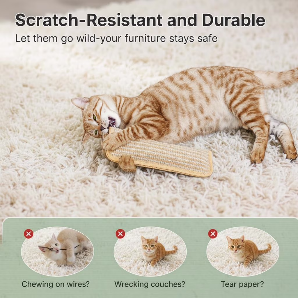 Alausala Catnip Kicker Toys for Indoor Cats, Sisal Scratching Pad, Bite Resistant Teething Toy (2 Pack, 13.4 in x 3.7 in) 30pJD - Image 3