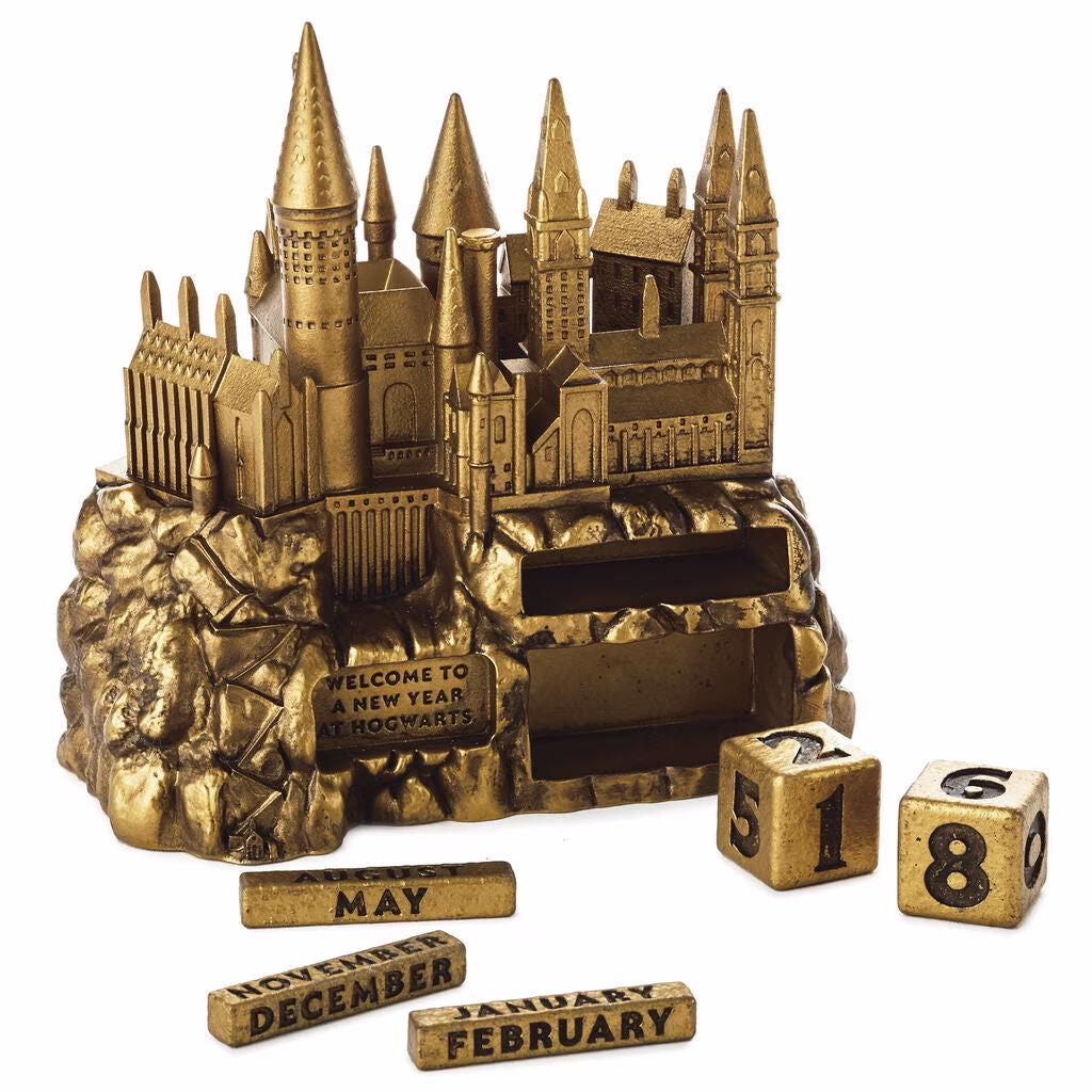 Hallmark Harry Potter Hogwarts Perpetual Calendar (Gold, 8 in x 6 in) aHeK7