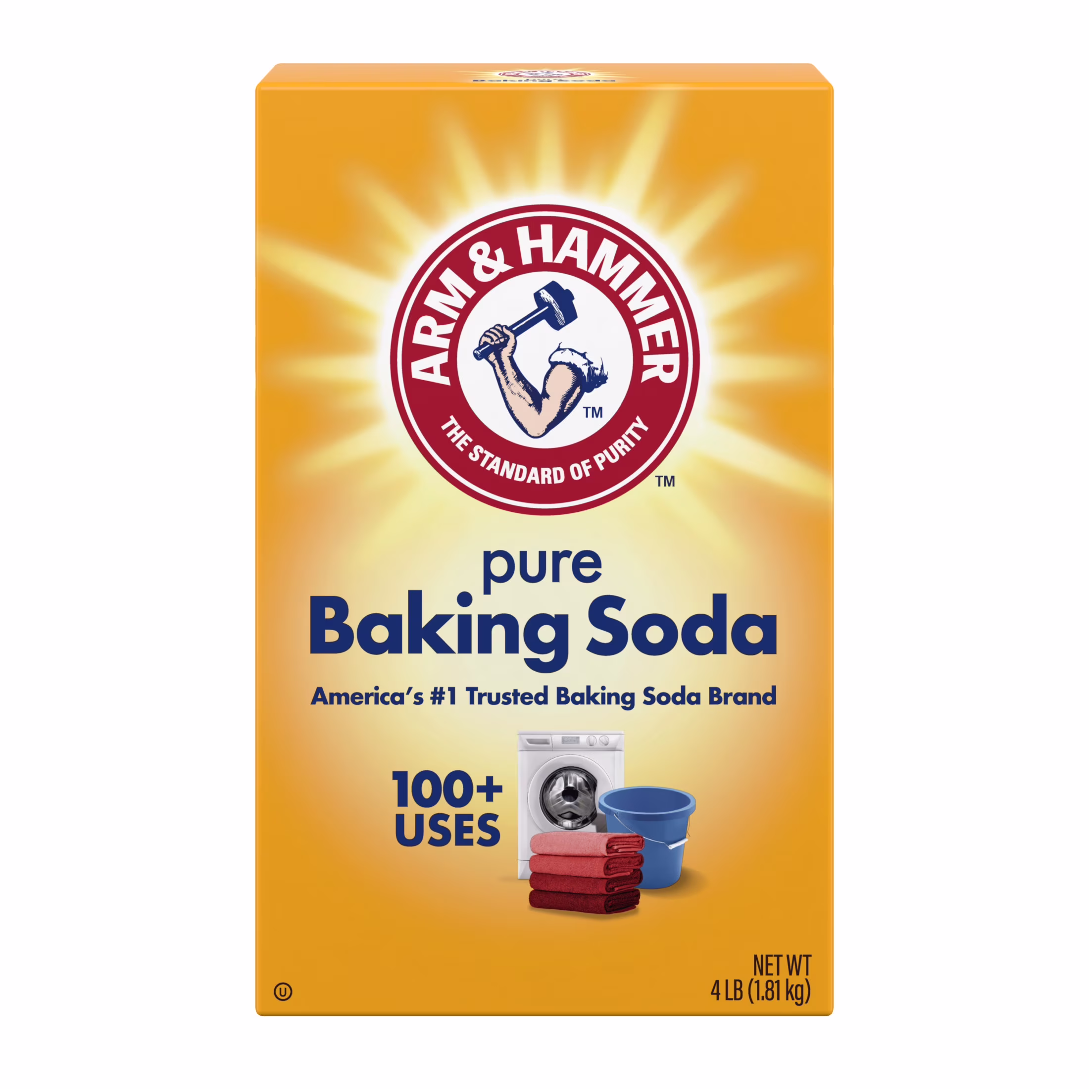 ARM & HAMMER Baking Soda, Multi-Purpose Pure Sodium Bicarbonate Powder for Cleaning and Baking (4 lb) 1gTYT