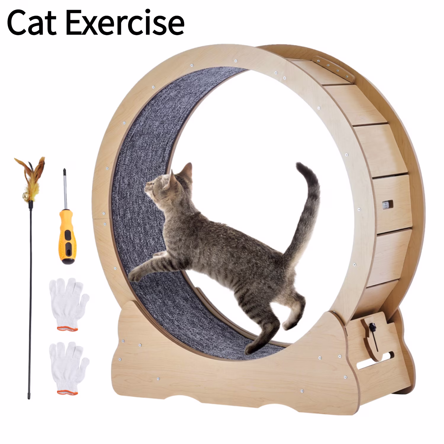 Generic Cat Exercise Wheel Indoor Pet Treadmill (Brown, 35.8 in) 3xwjW