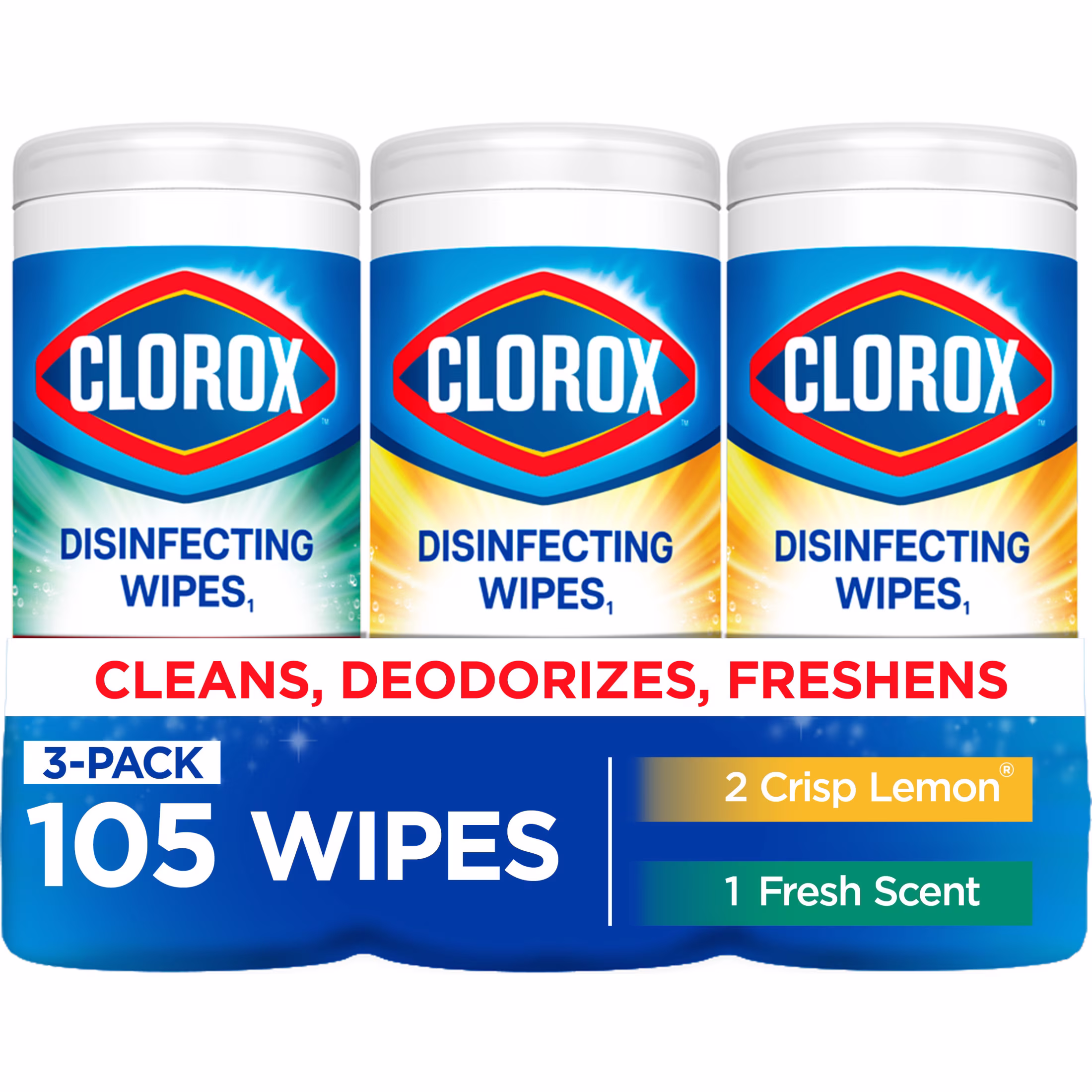Clorox Disinfecting Cleaning Wipes Variety Pack (Fresh Scent and Crisp Lemon, 105 Count) bbW4p